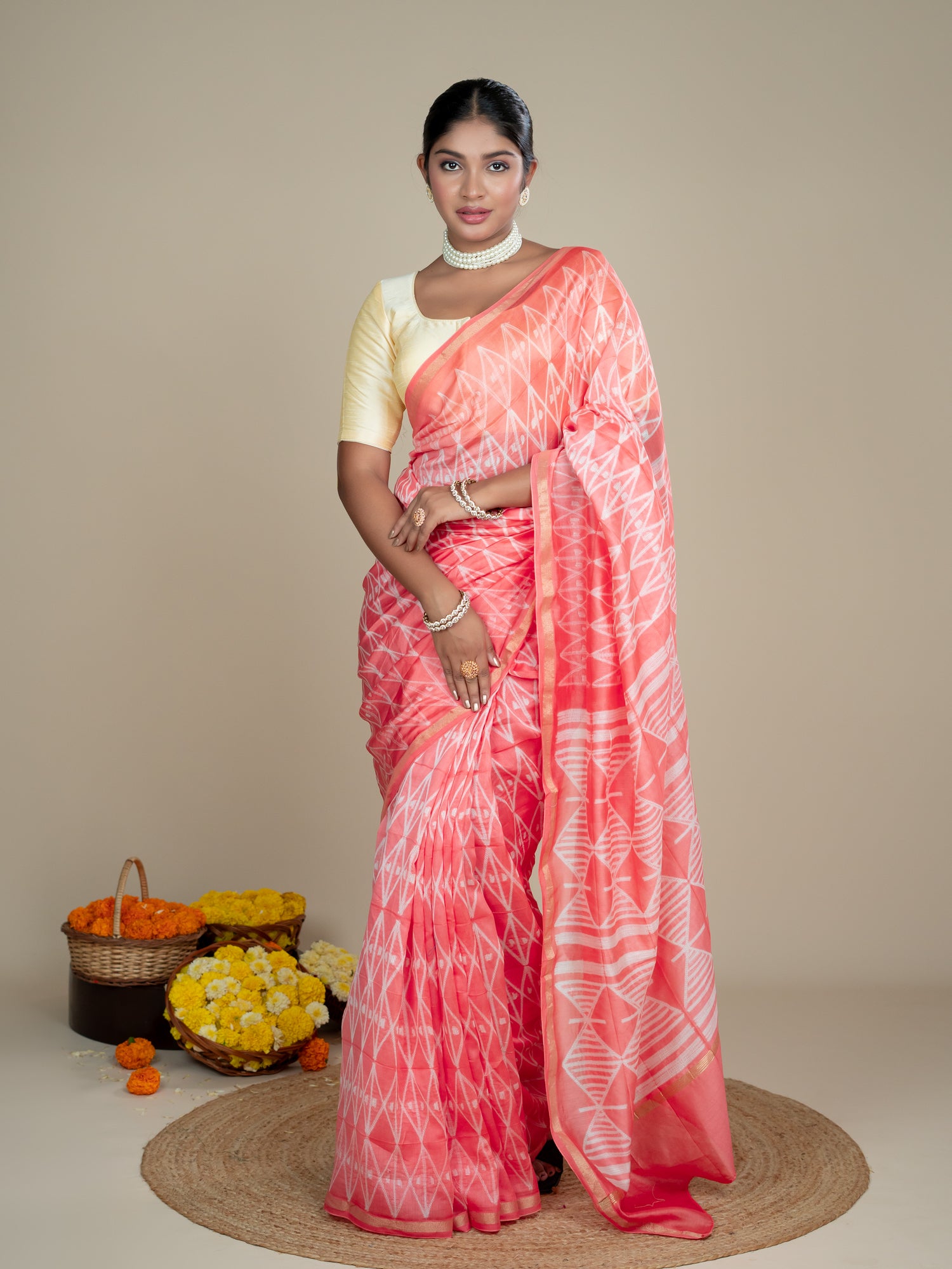 Kavita Peach Shibori Saree