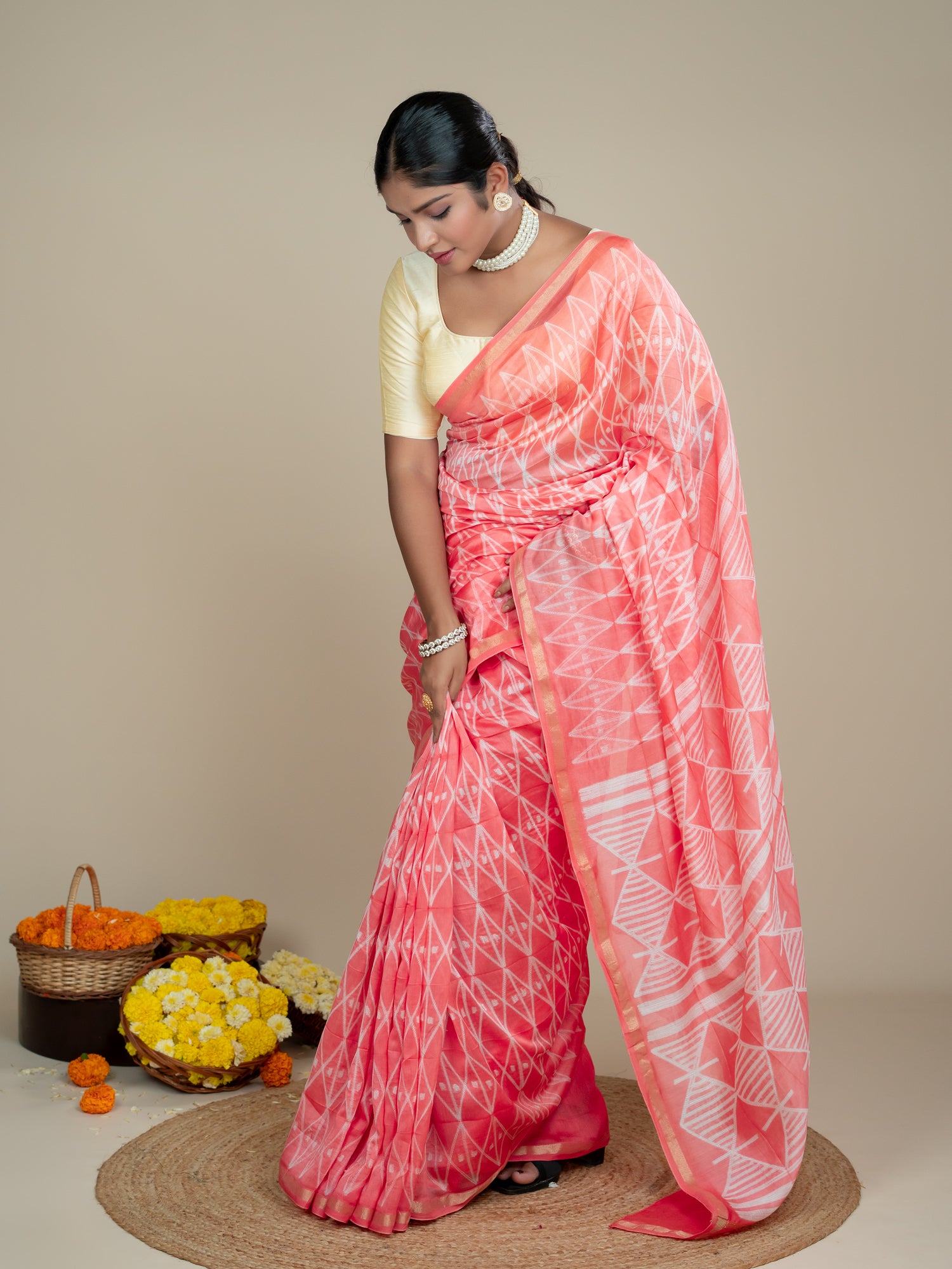 Kavita Peach Shibori Saree