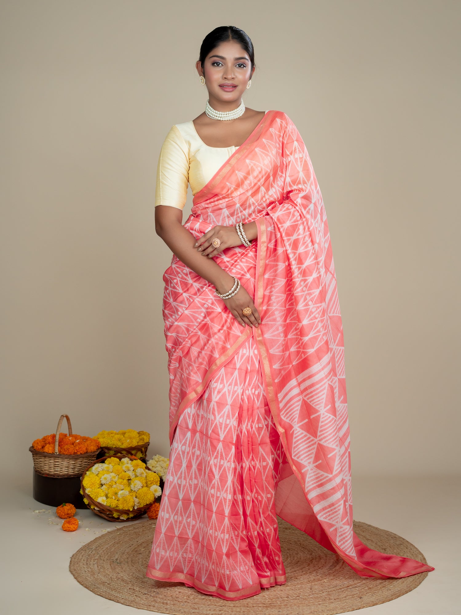 Kavita Peach Shibori Saree