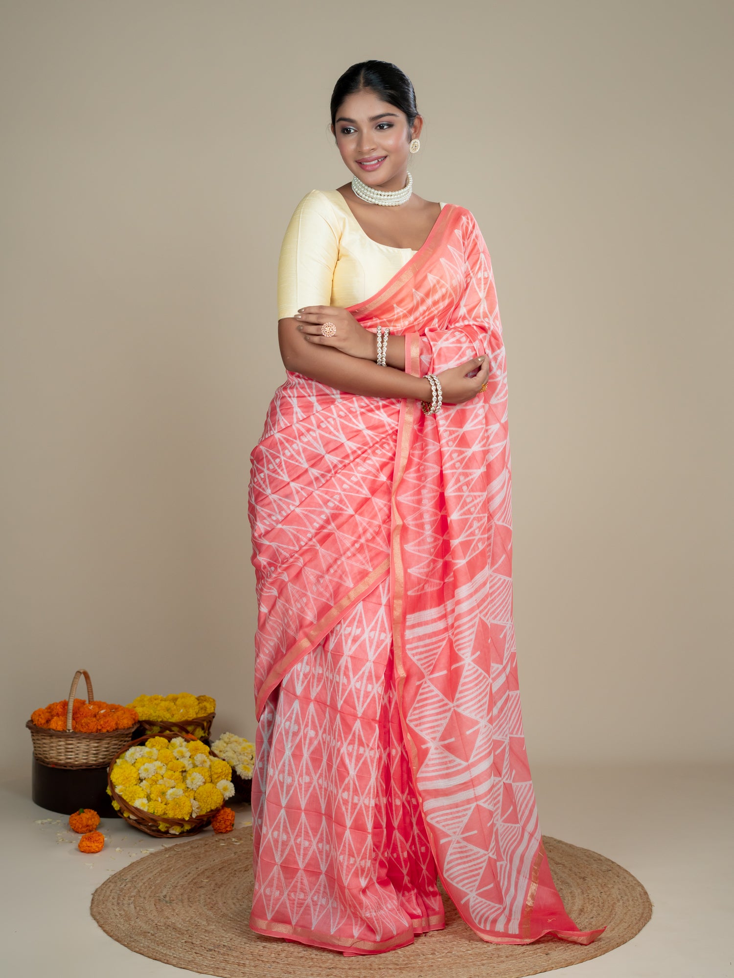Kavita Peach Shibori Saree