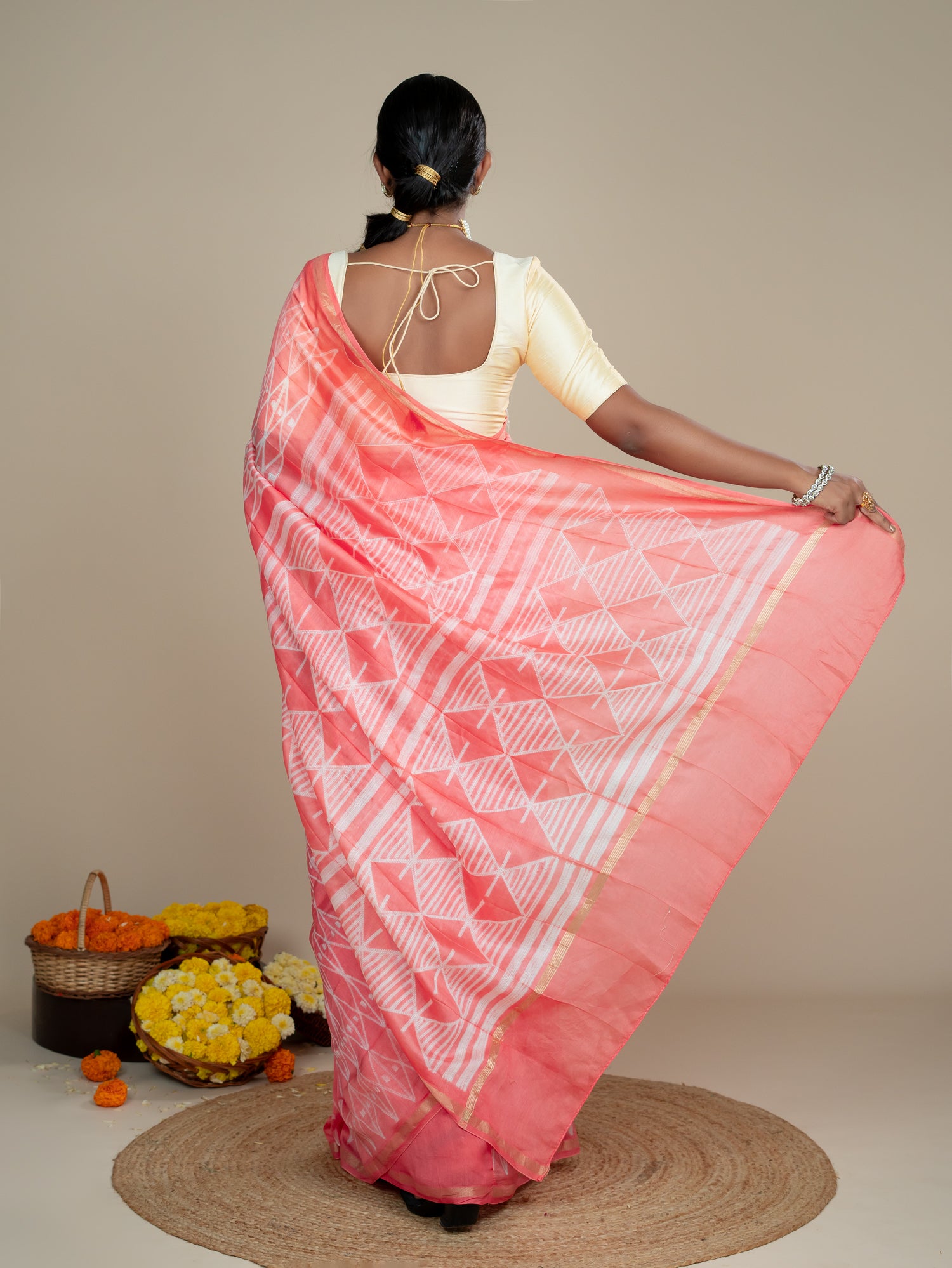 Kavita Peach Shibori Saree