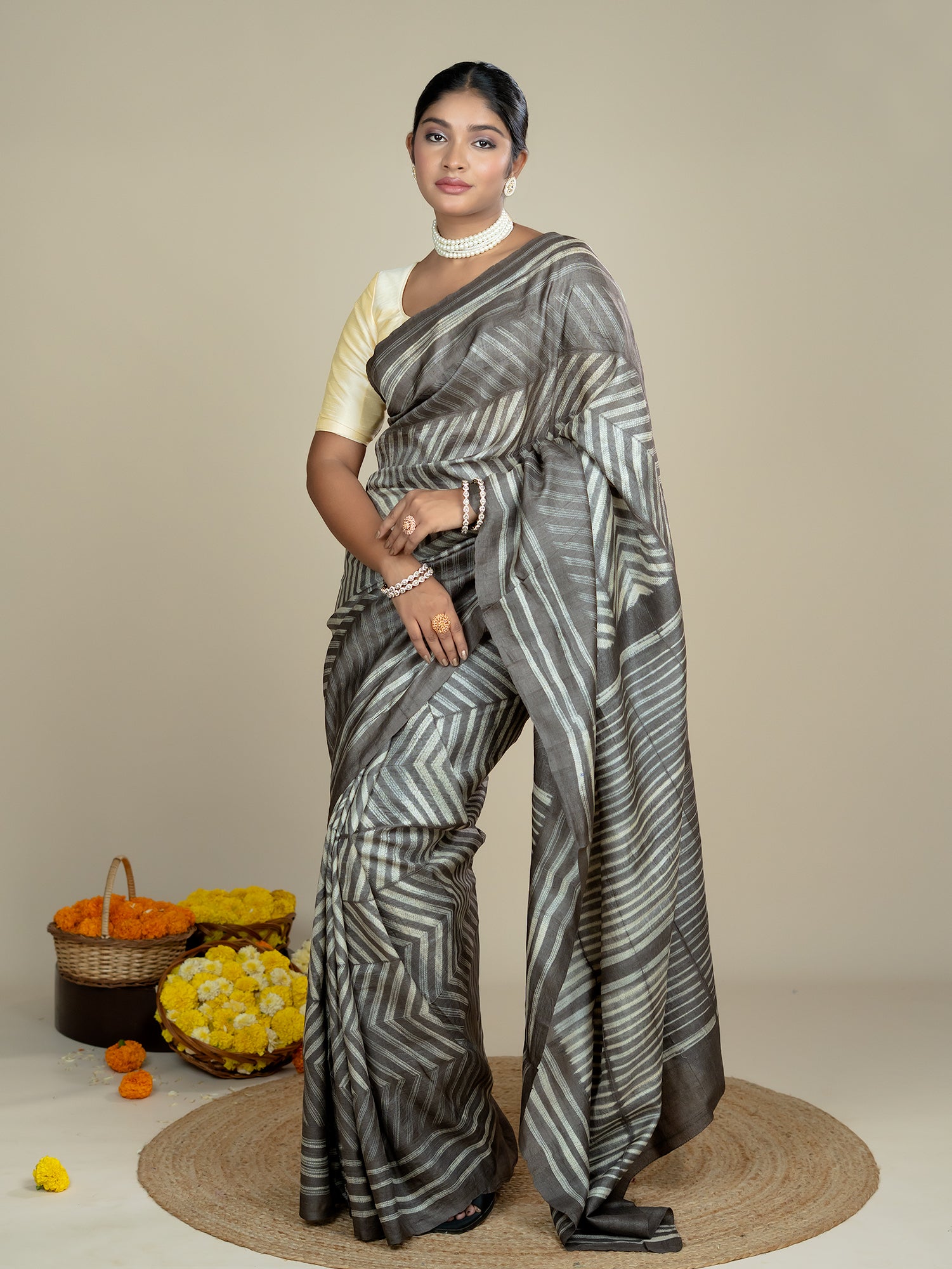 Roopika Brown Shibori Saree