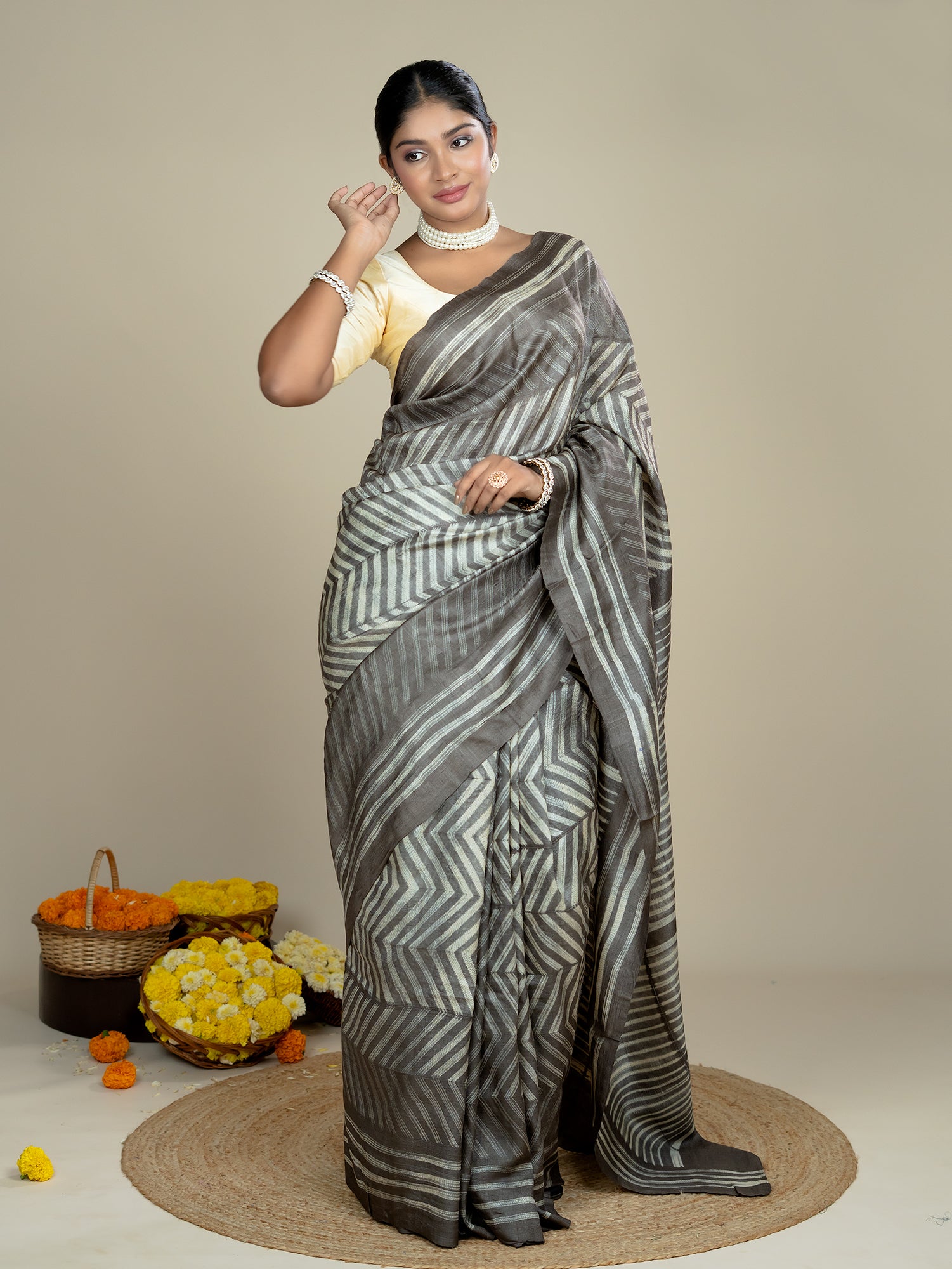Roopika Brown Shibori Saree