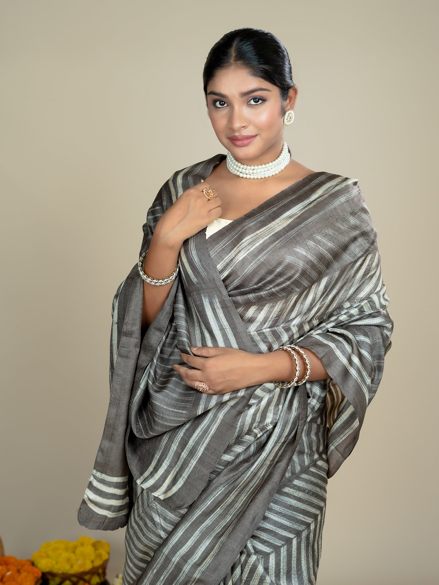 Roopika Brown Shibori Saree
