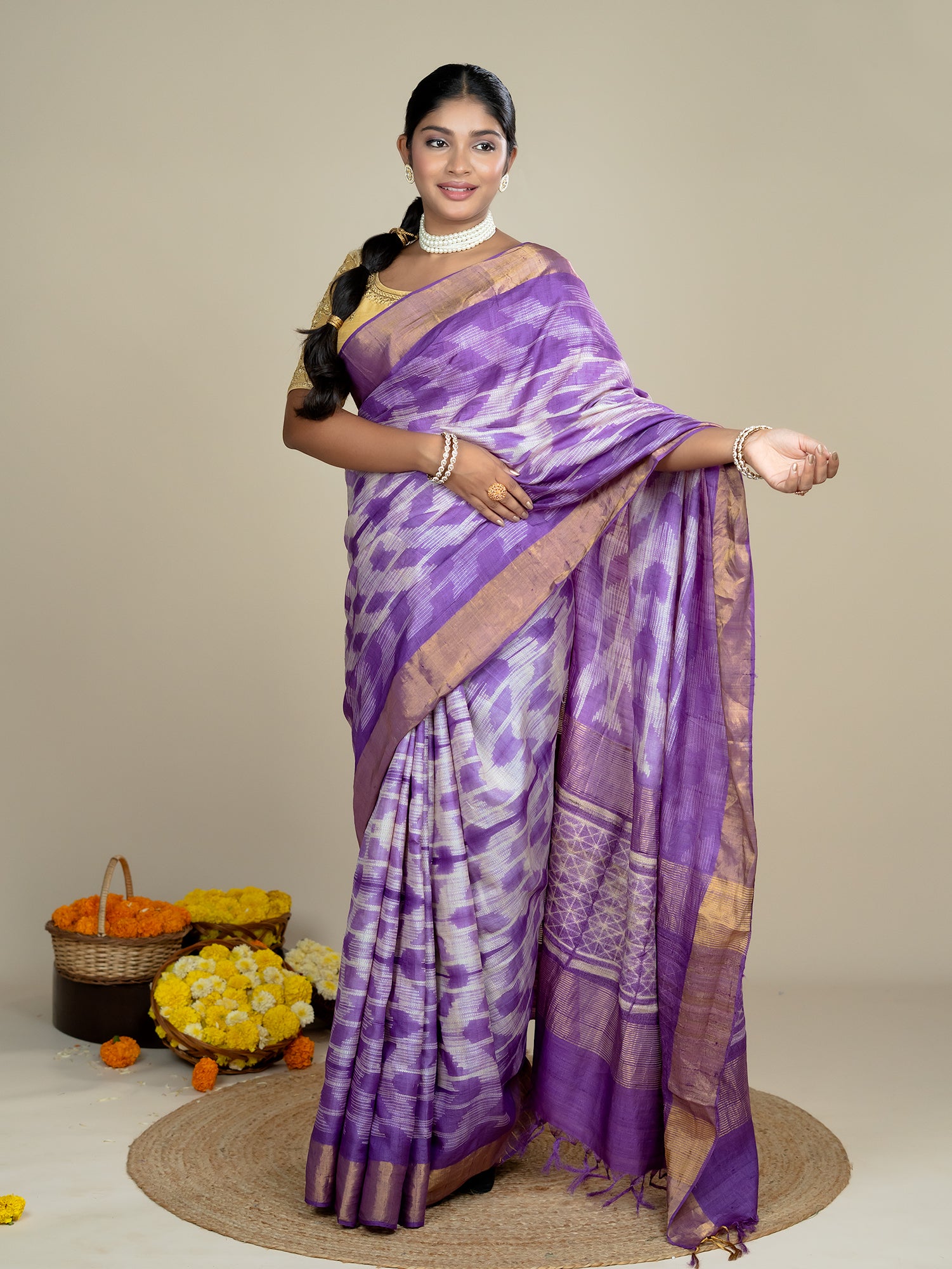 Lavanya Purple Shibori Saree