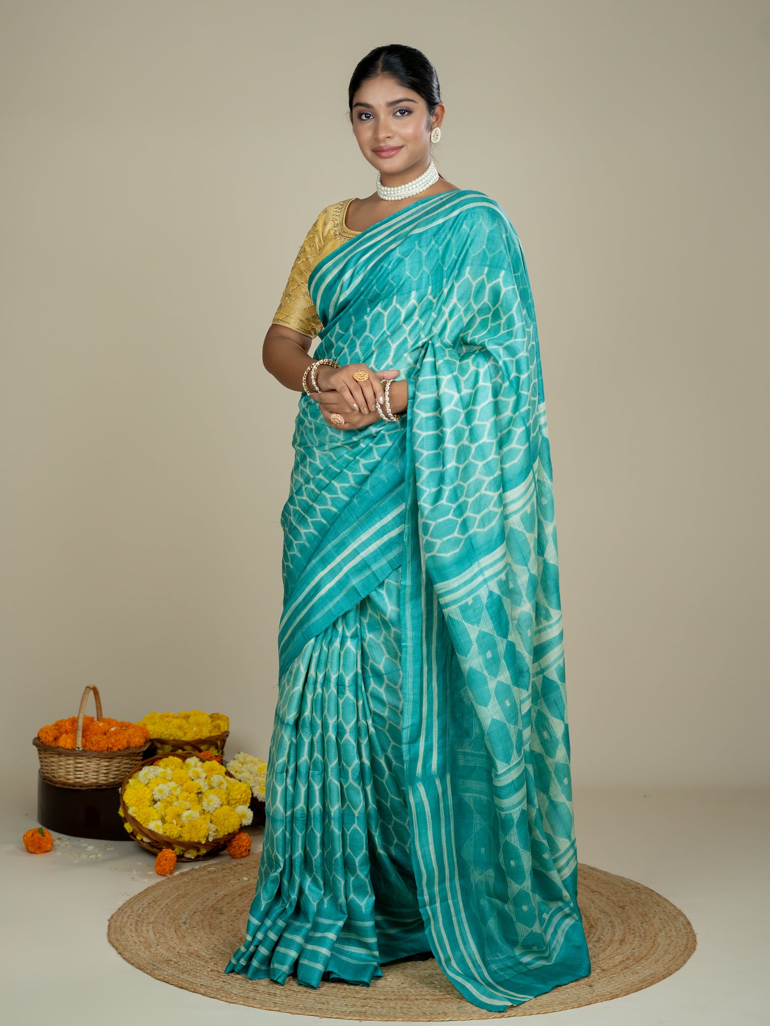 Ojasvi Green Shibori Saree