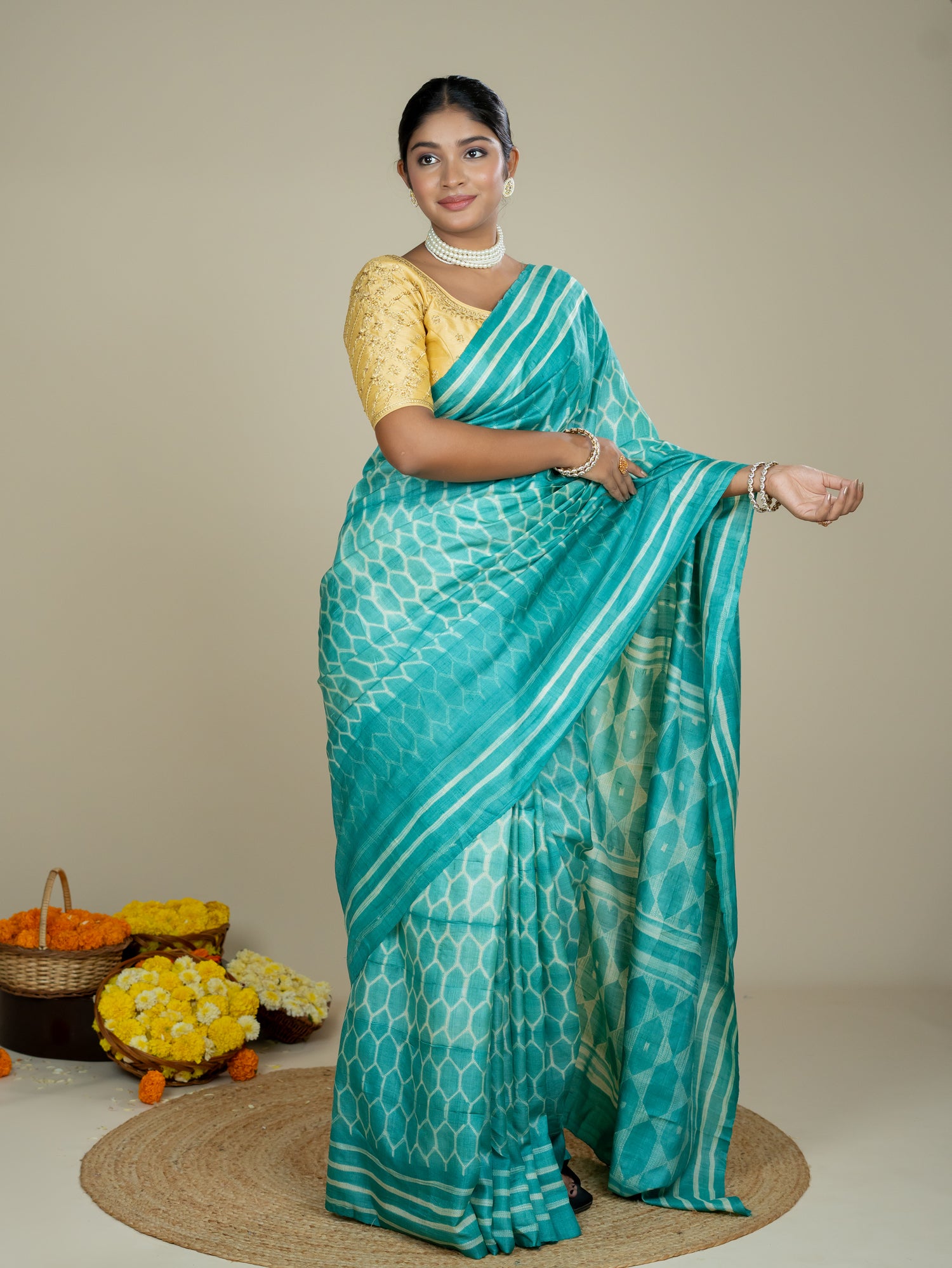 Ojasvi Green Shibori Saree