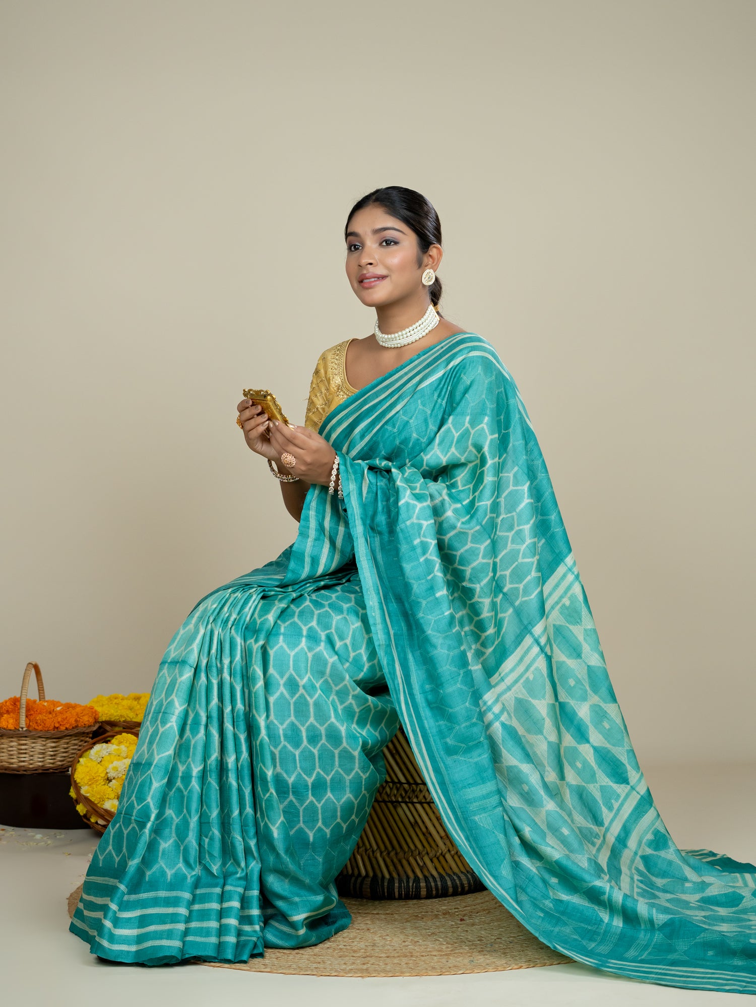 Ojasvi Green Shibori Saree