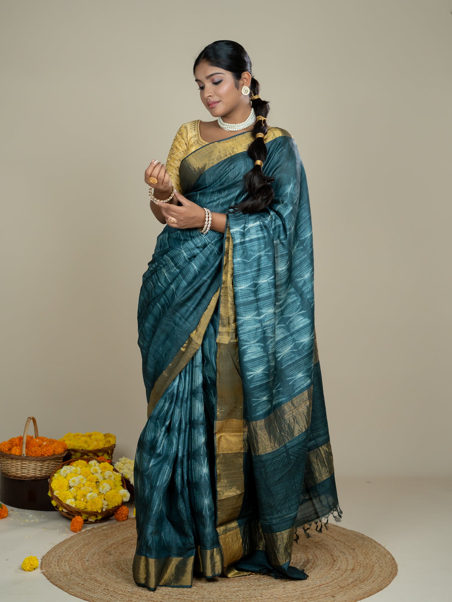 Aura Black Shibori Saree