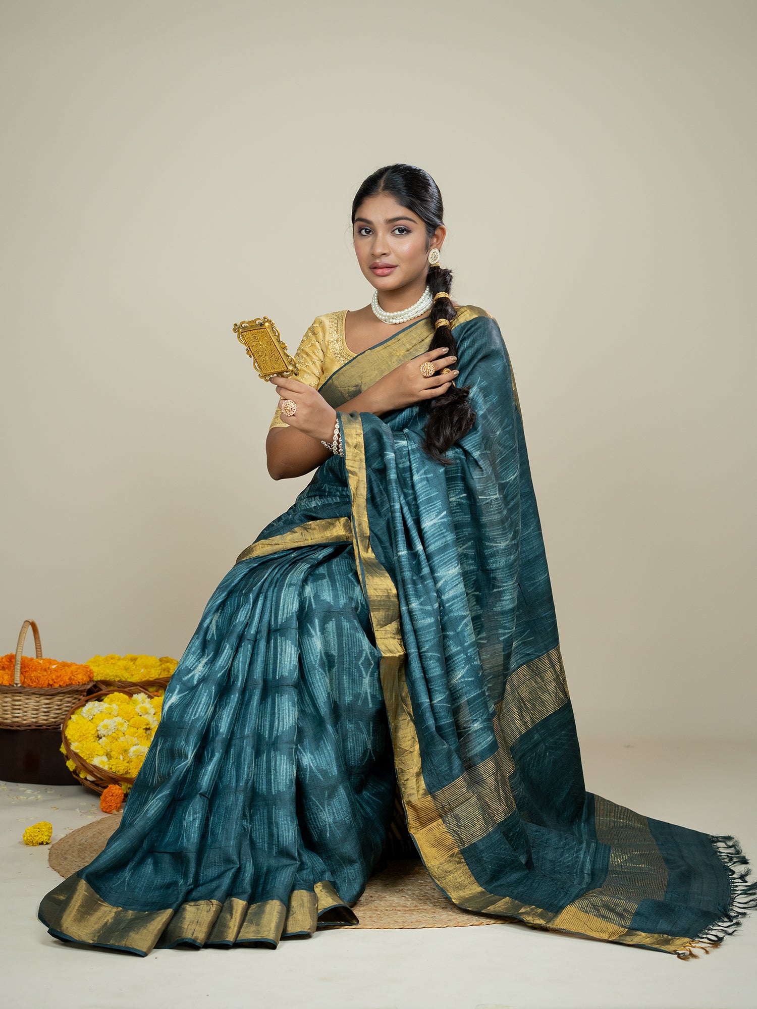 Aura Black Shibori Saree
