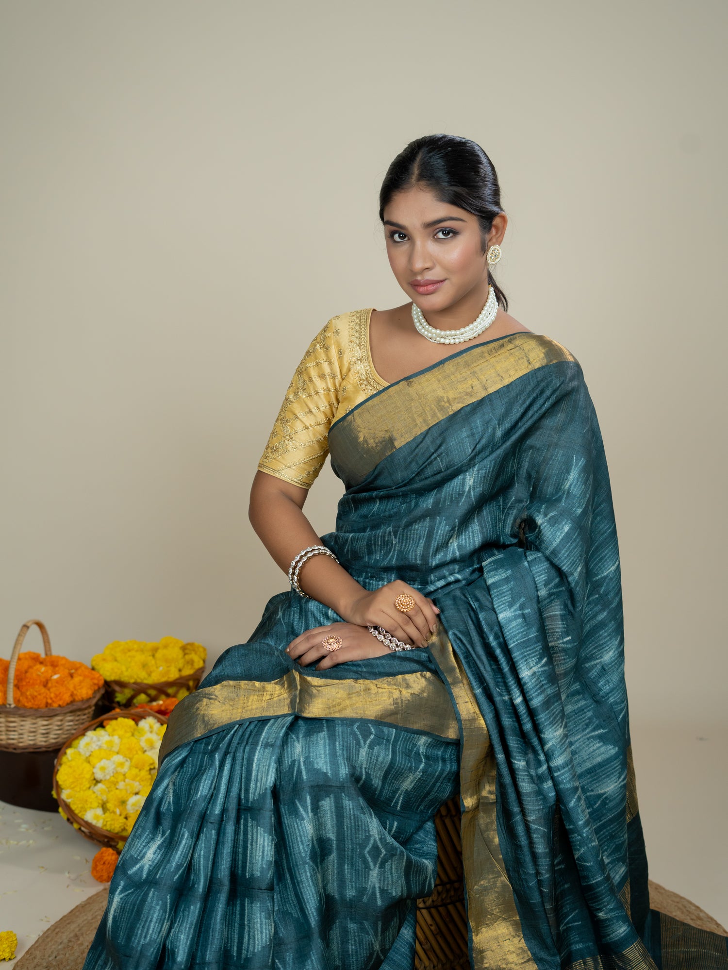 Aura Black Shibori Saree
