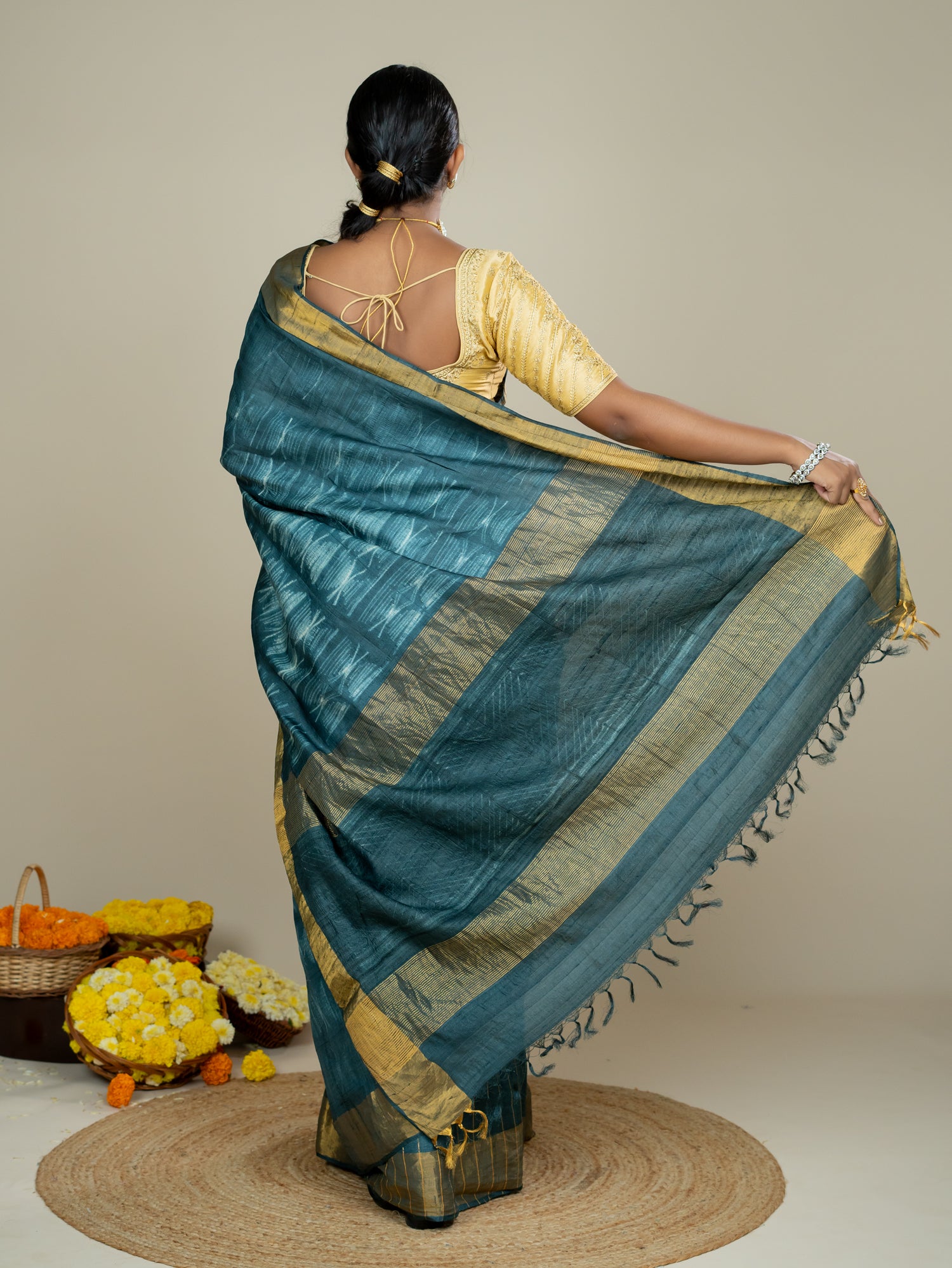 Aura Black Shibori Saree