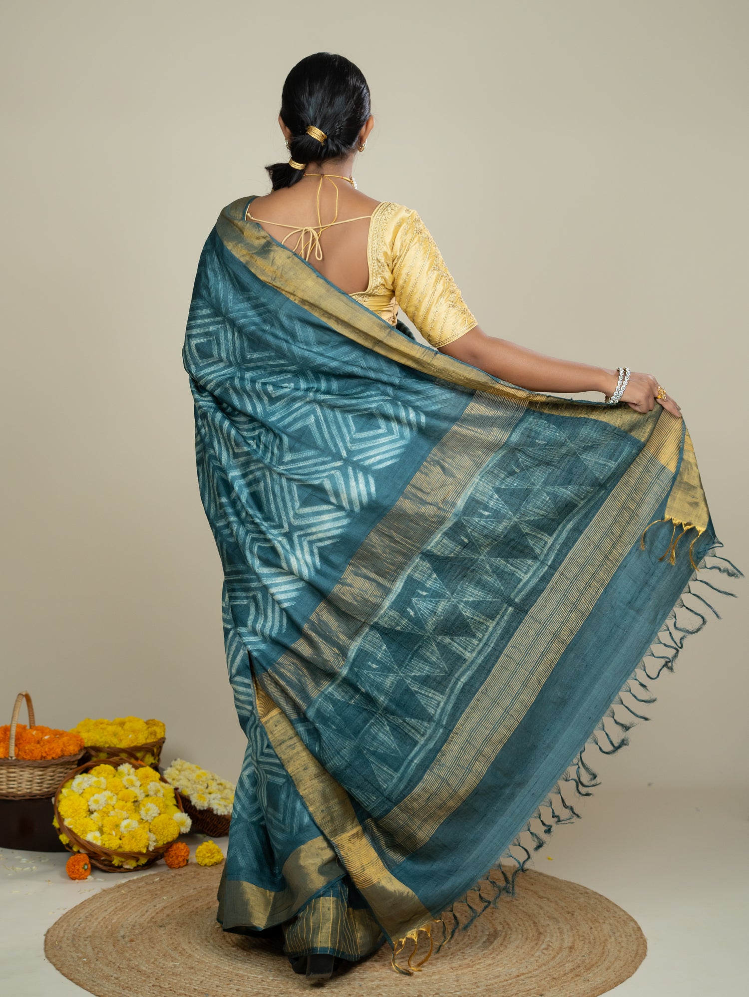 Zen Black Shibori Saree