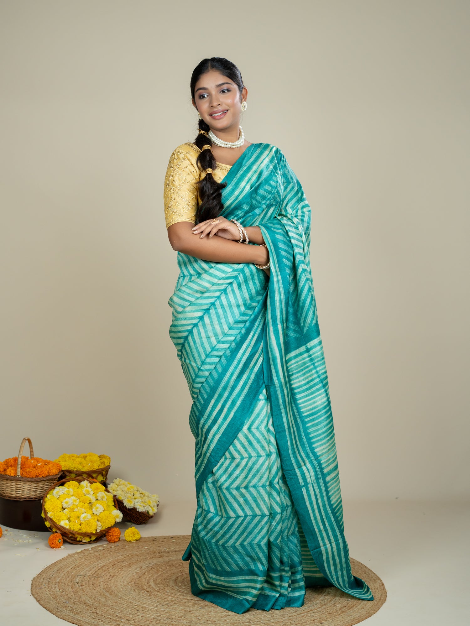 Roopika Green Shibori Saree