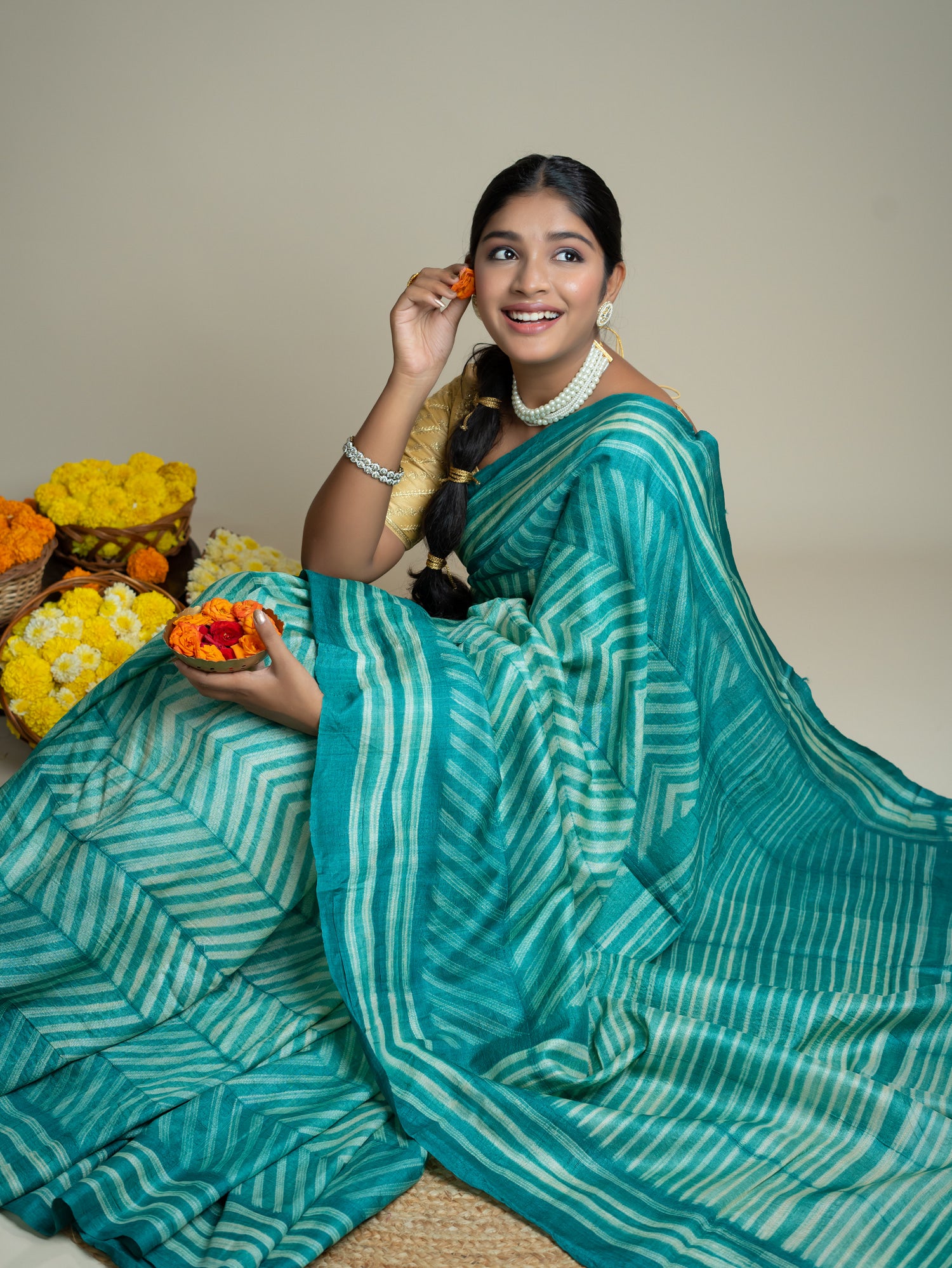 Roopika Green Shibori Saree