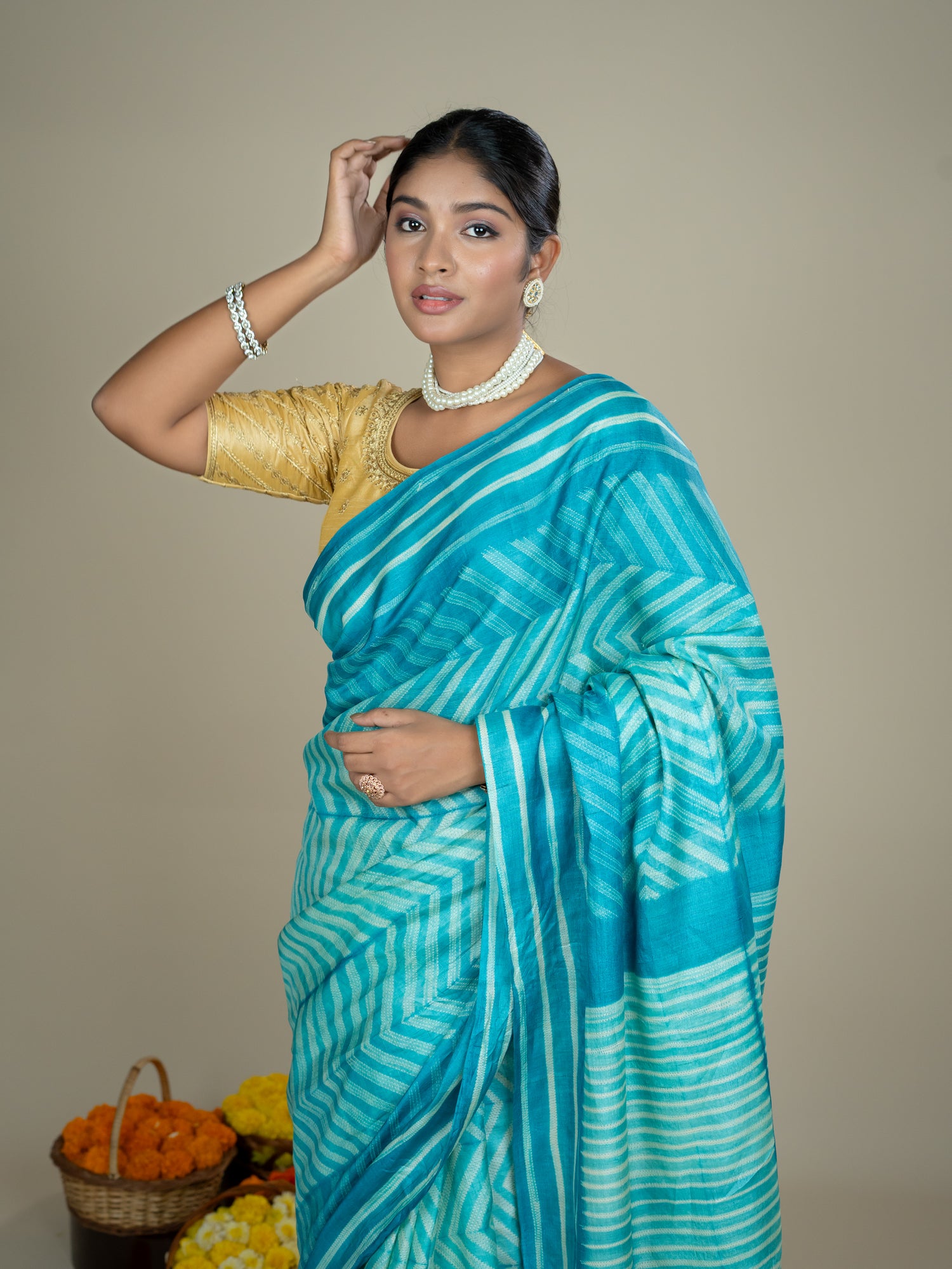 Roopika Sage Shibori Saree