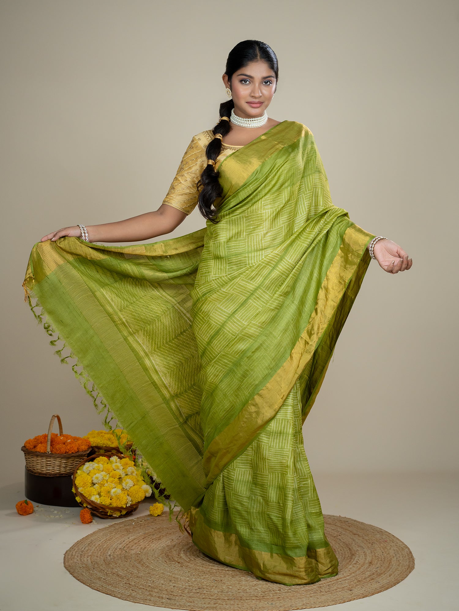 Kanti Limegreen Shibori Saree