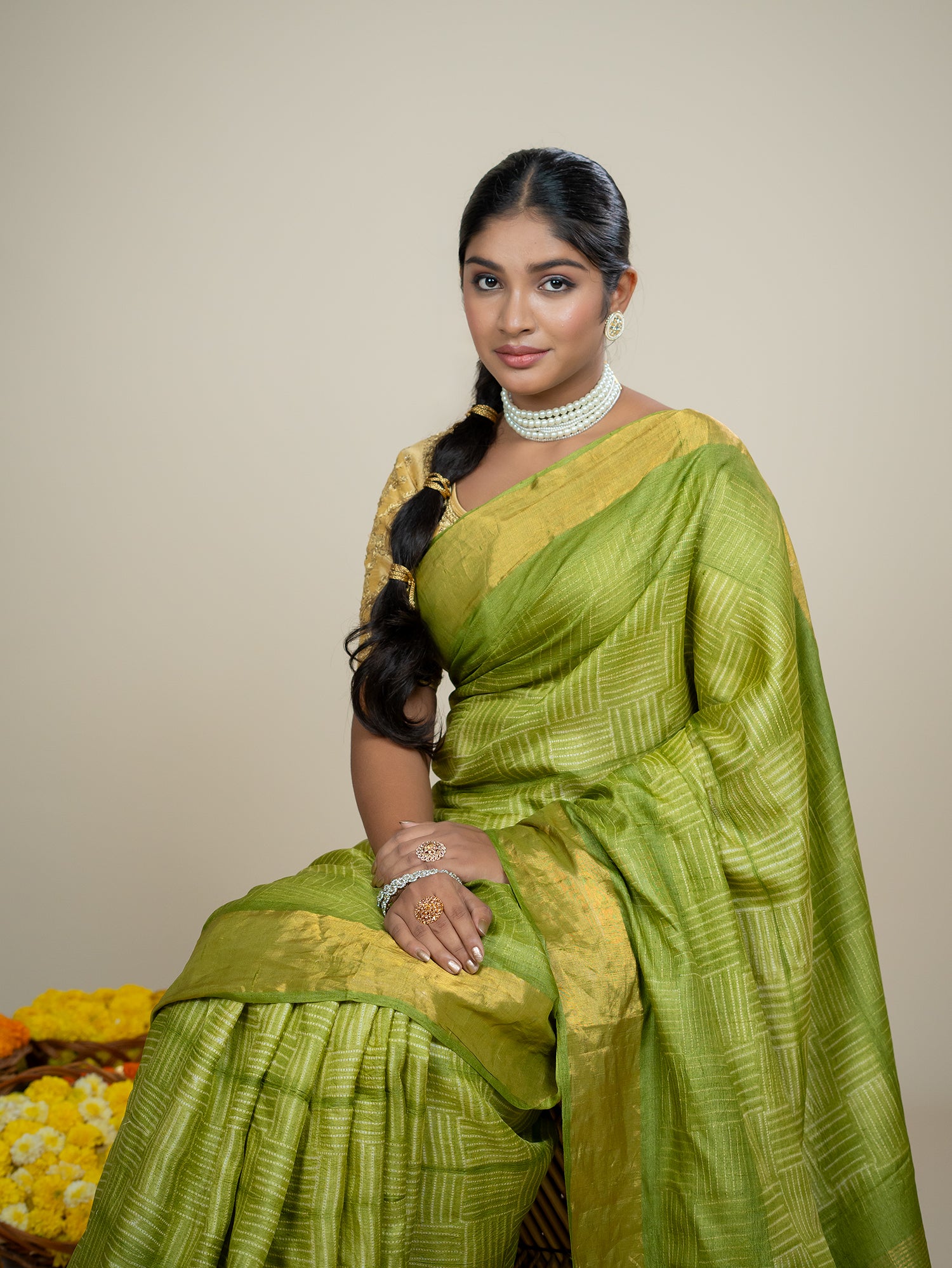 Kanti Limegreen Shibori Saree