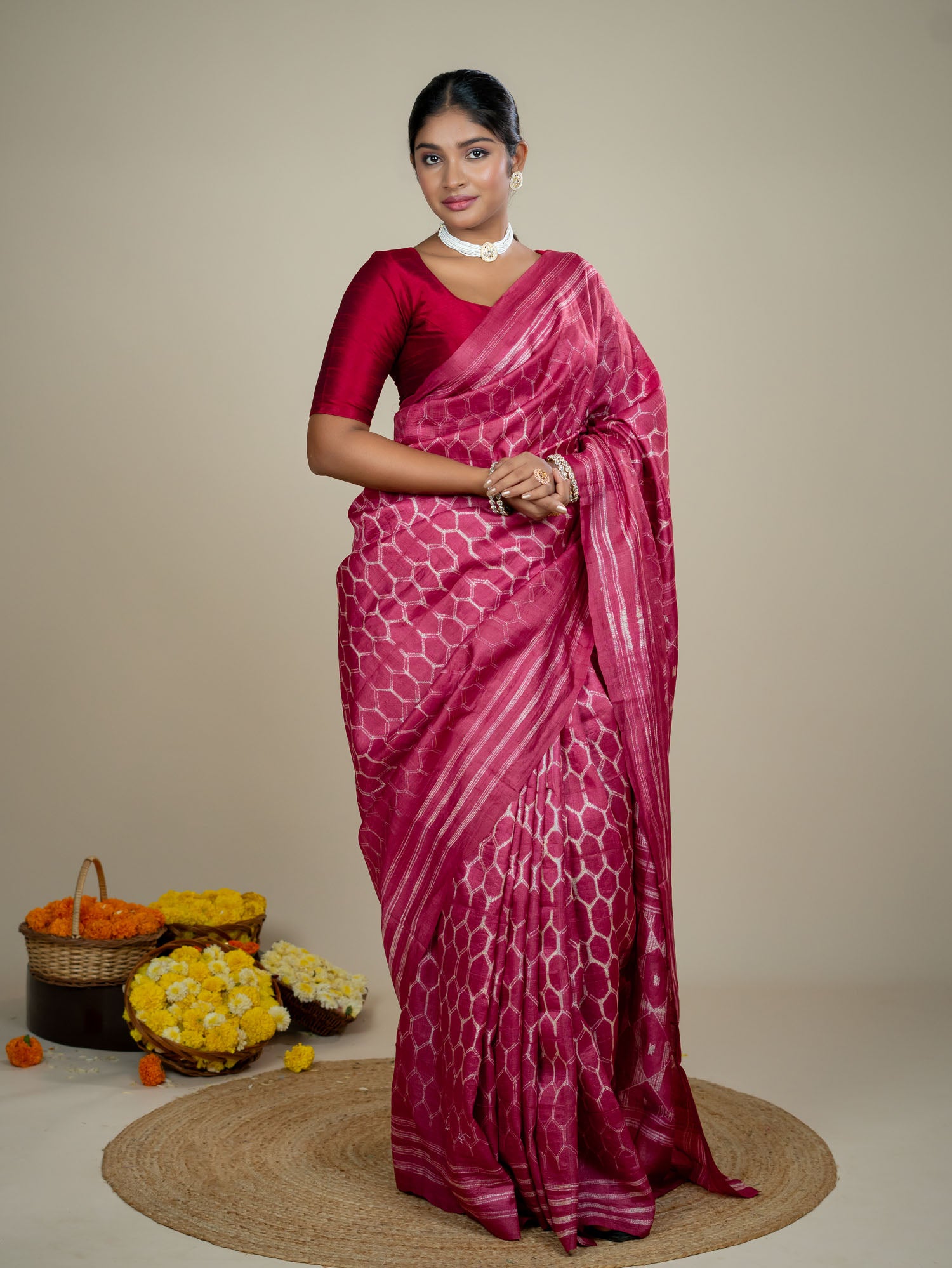 Ojasvi Red Shibori Saree