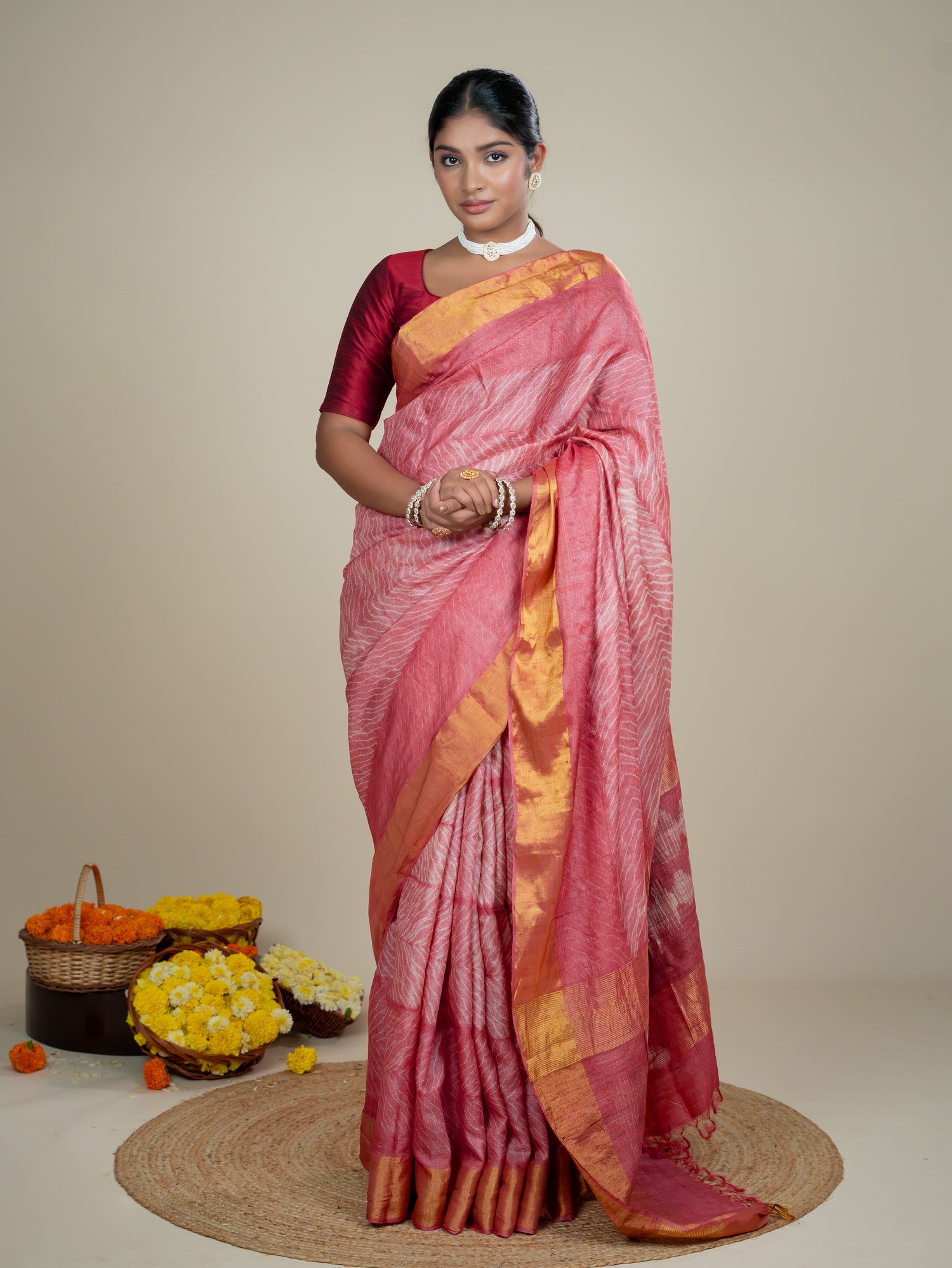 Malhar Red Shibori Saree