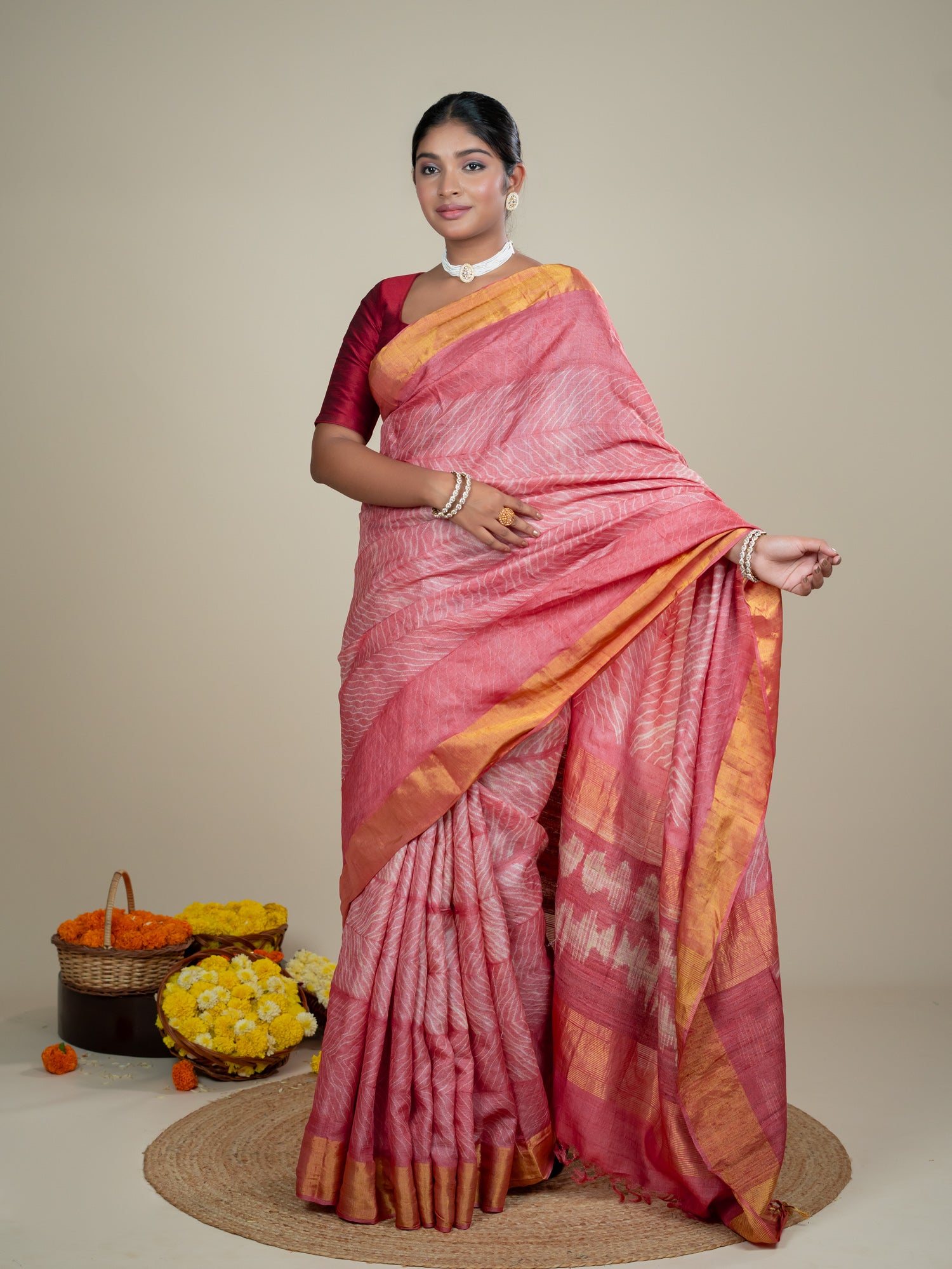 Malhar Red Shibori Saree