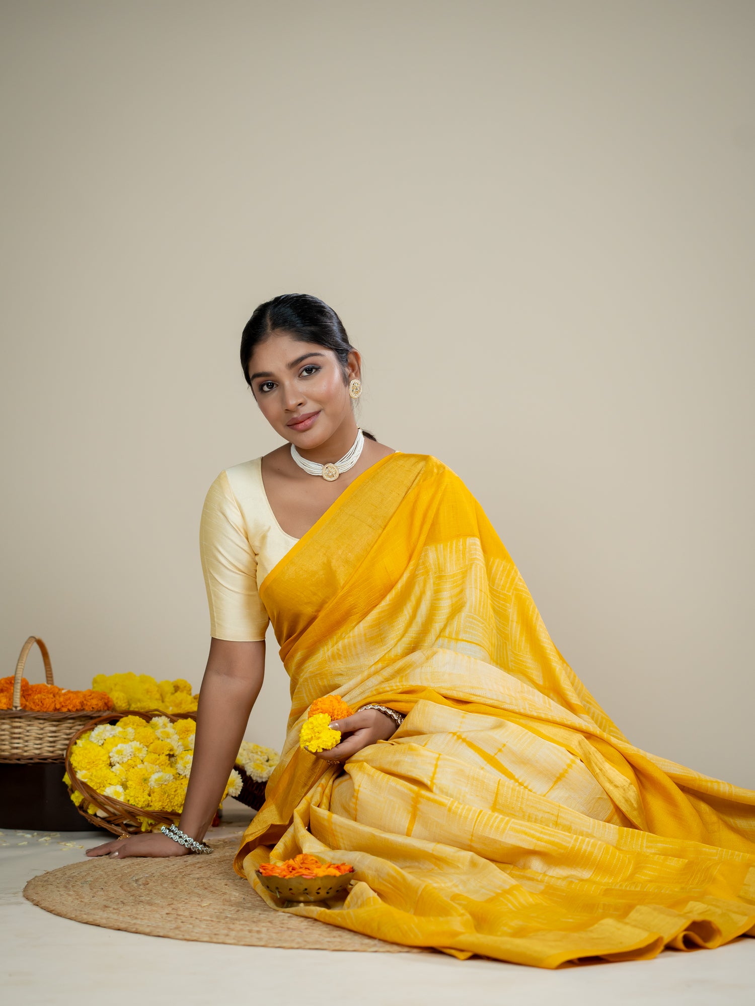 Kanti Yellow Shibori Saree