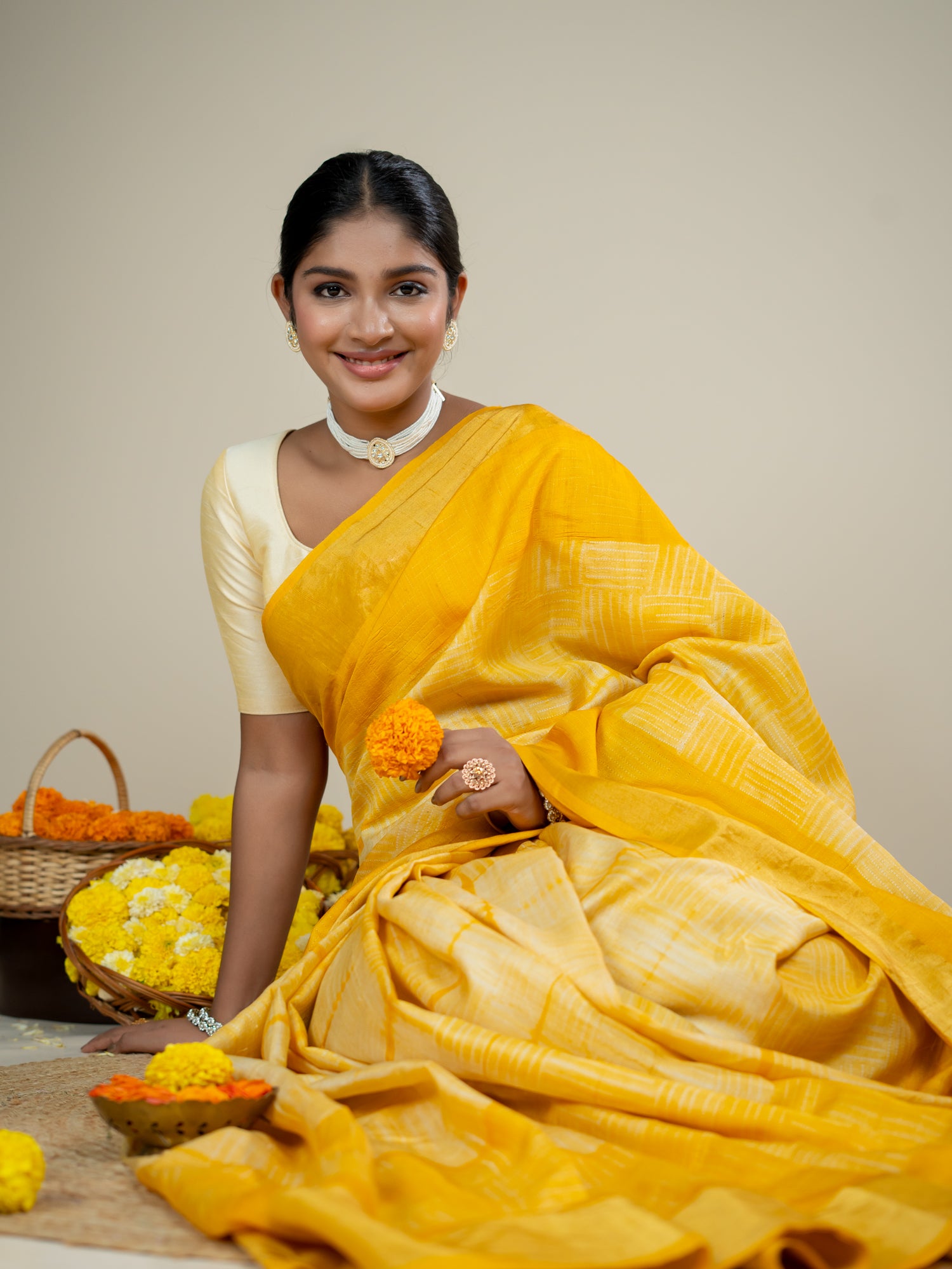 Kanti Yellow Shibori Saree