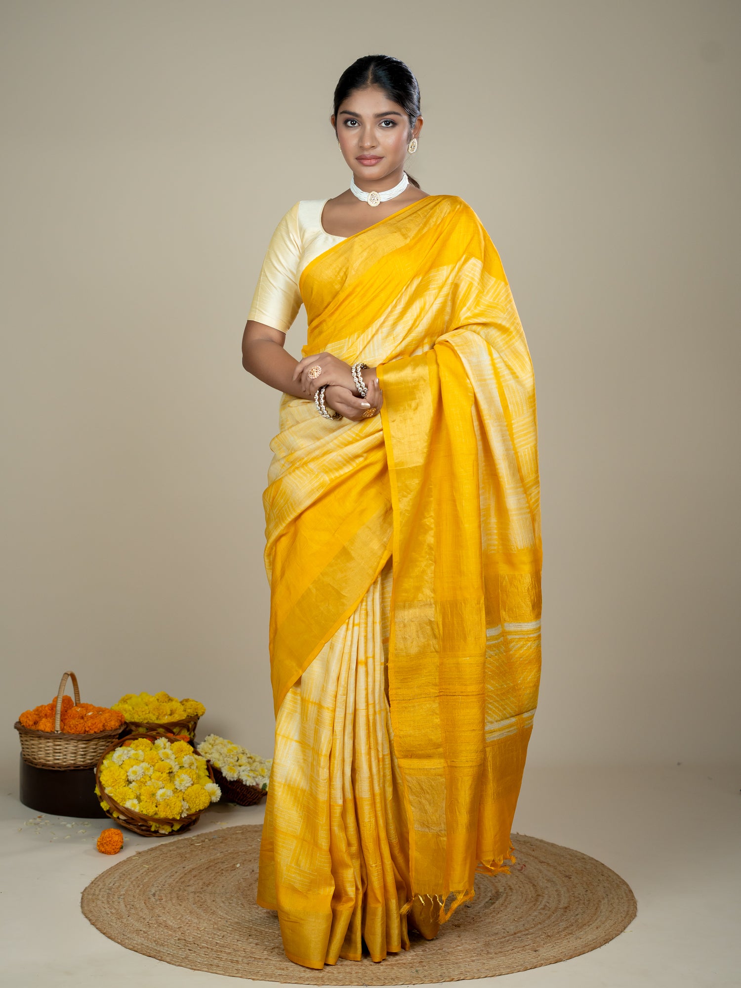 Kanti Yellow Shibori Saree