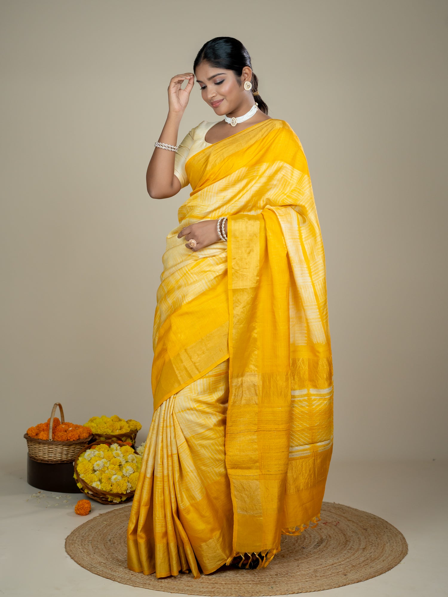 Kanti Yellow Shibori Saree