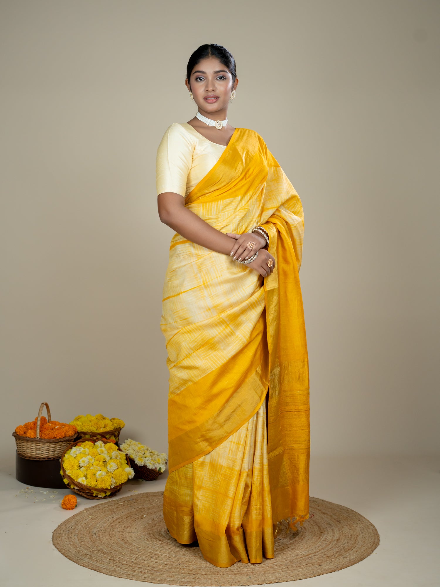 Kanti Yellow Shibori Saree