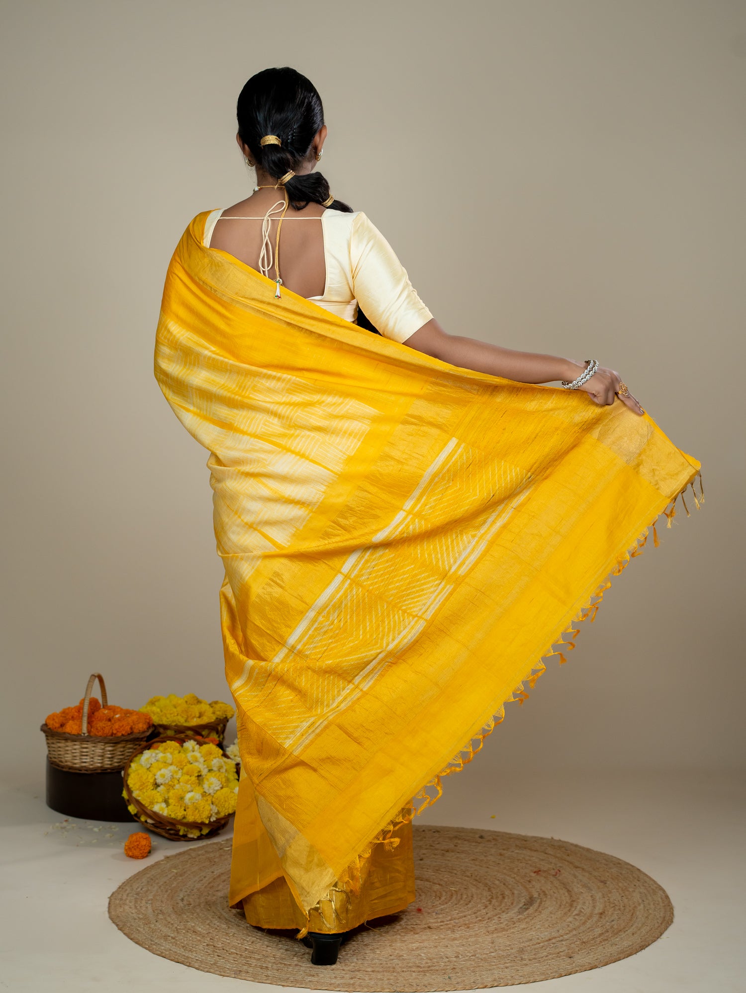 Kanti Yellow Shibori Saree