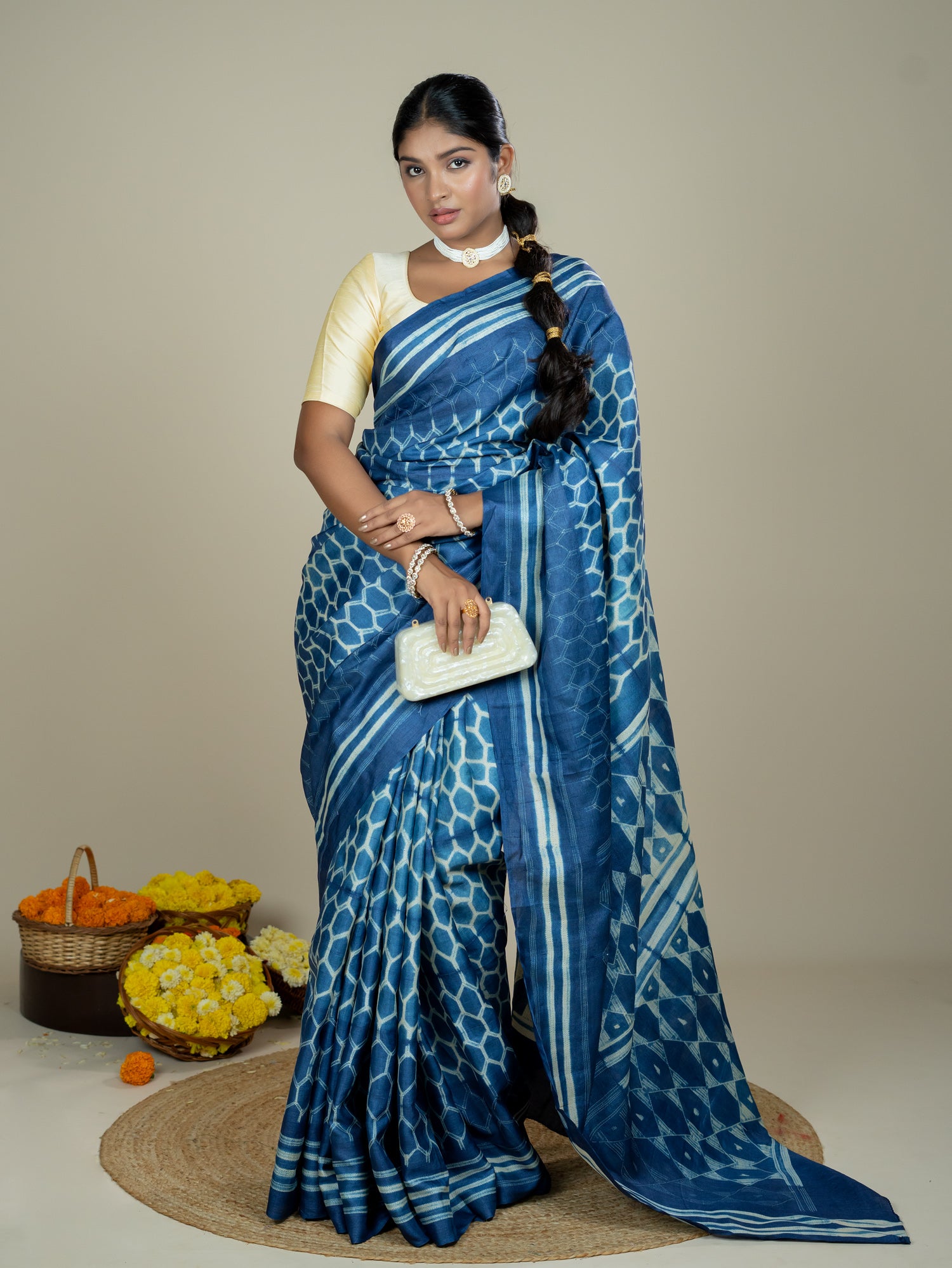 Ojasvi Indigo Shibori Saree