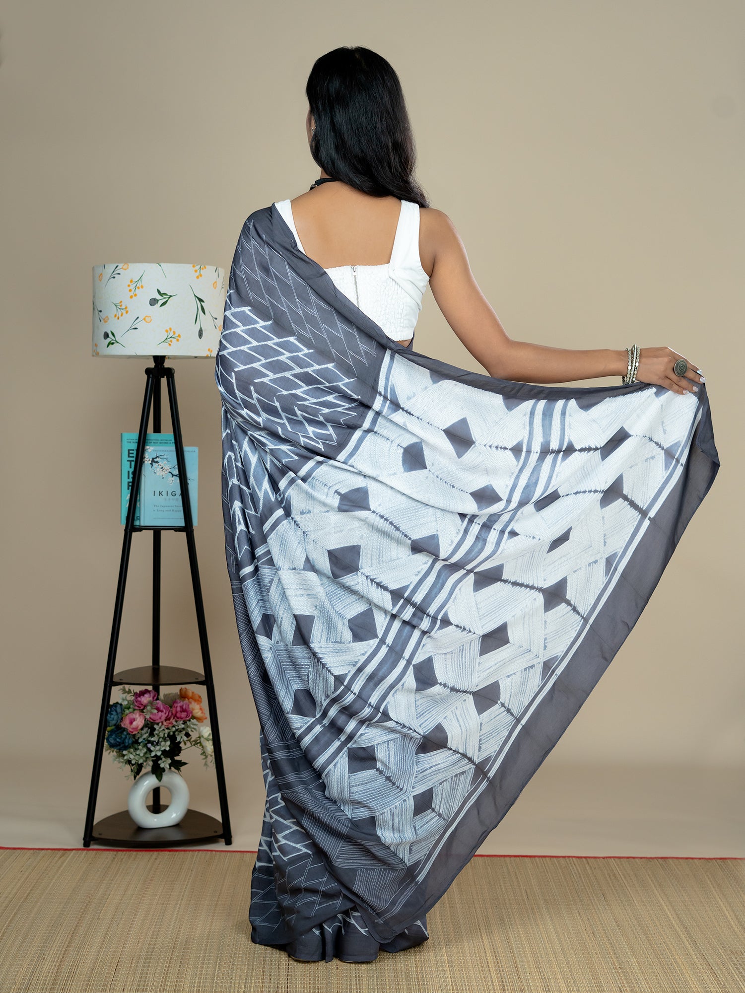 Rachita Black Shibori Saree