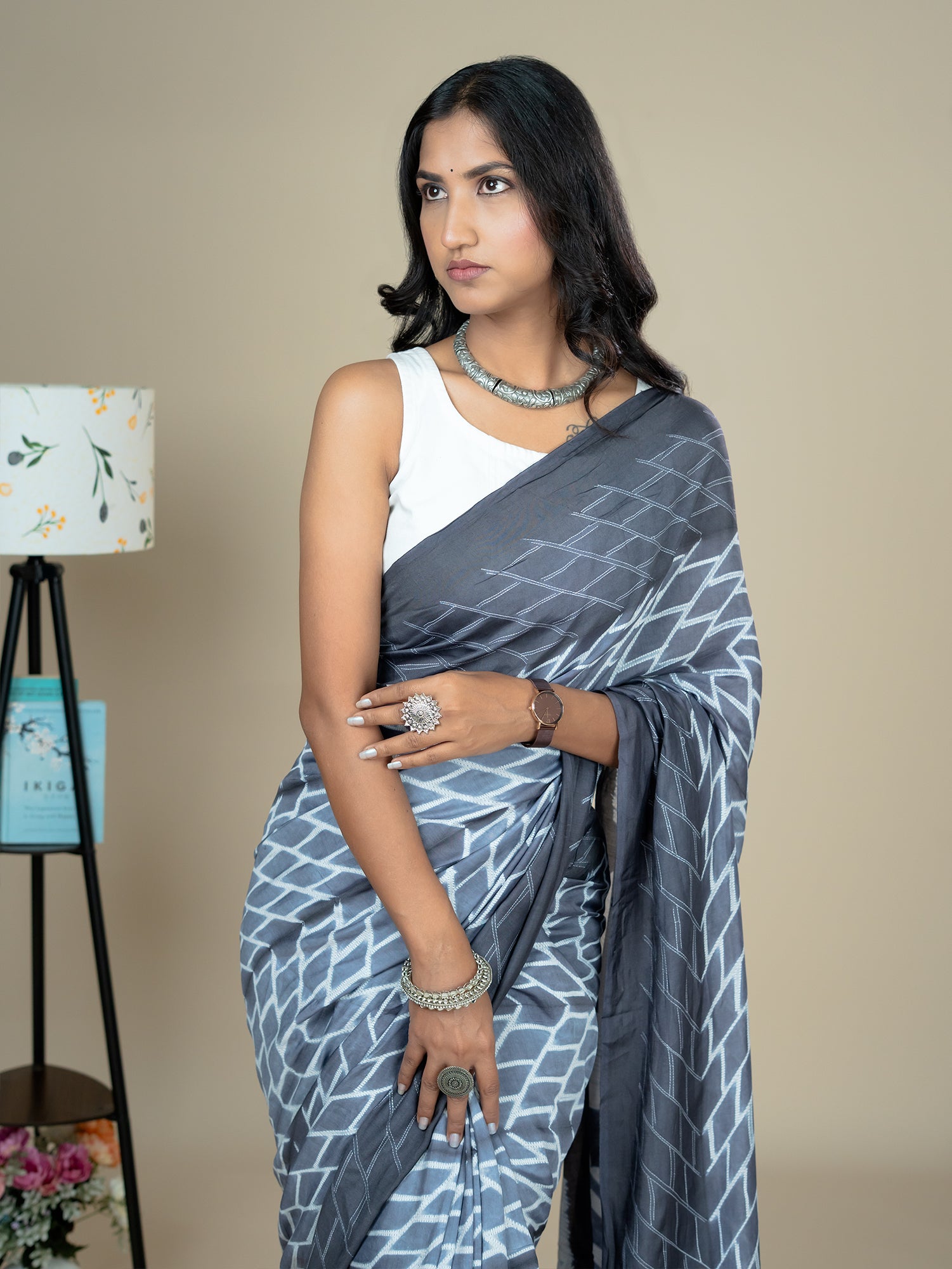Rachita Black Shibori Saree