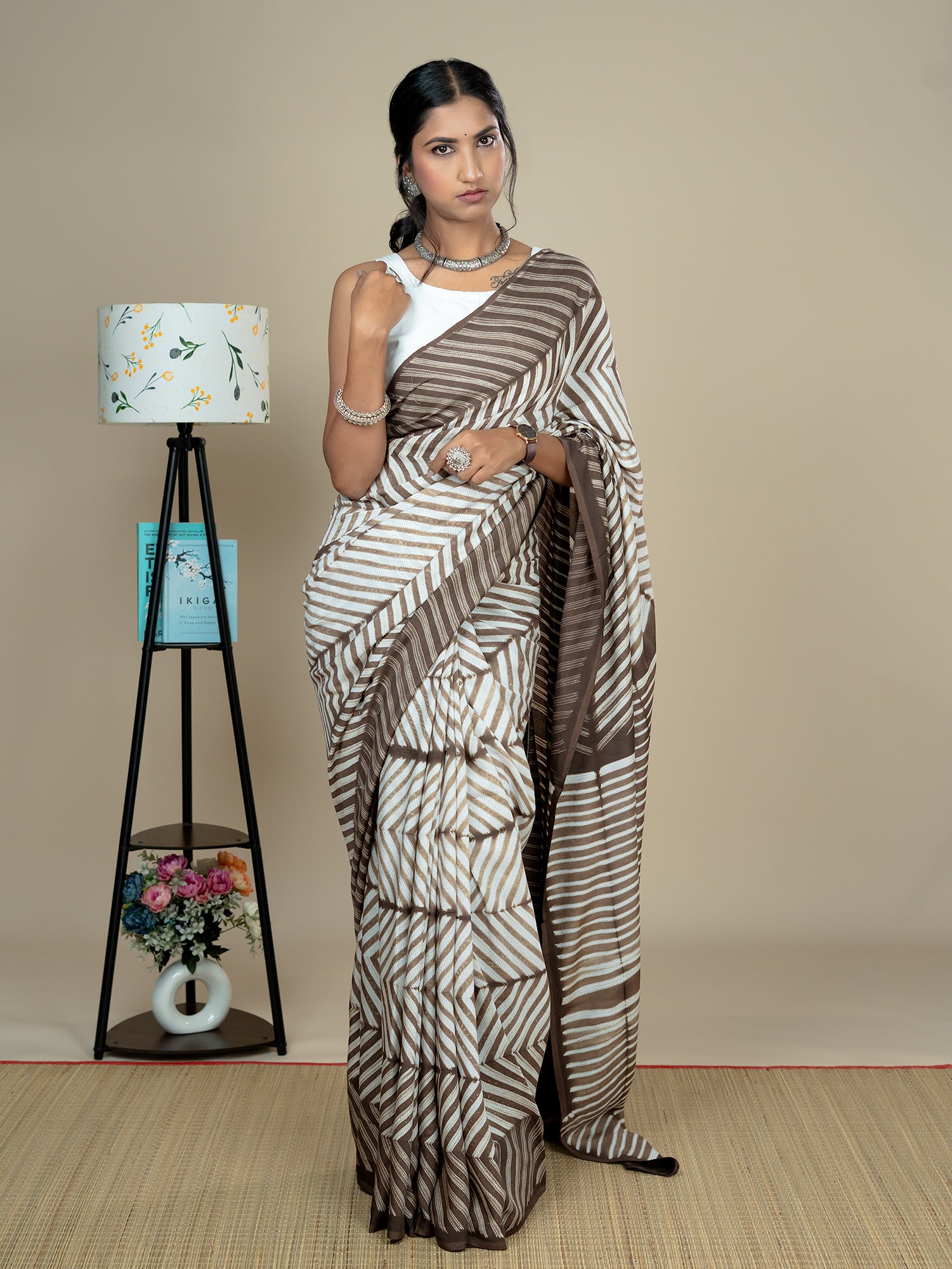 Vaachika Brown Shibori Saree