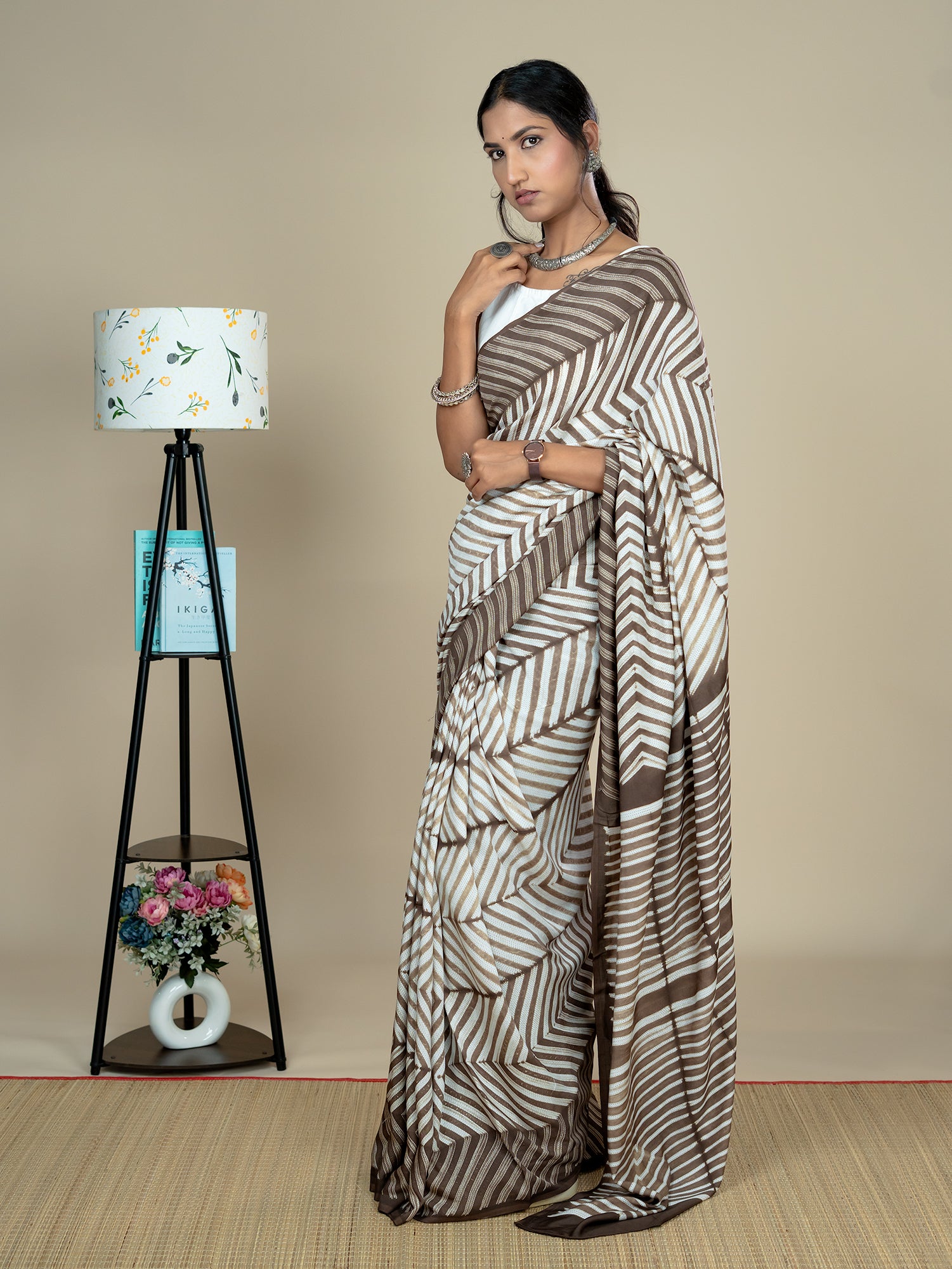Vaachika Brown Shibori Saree