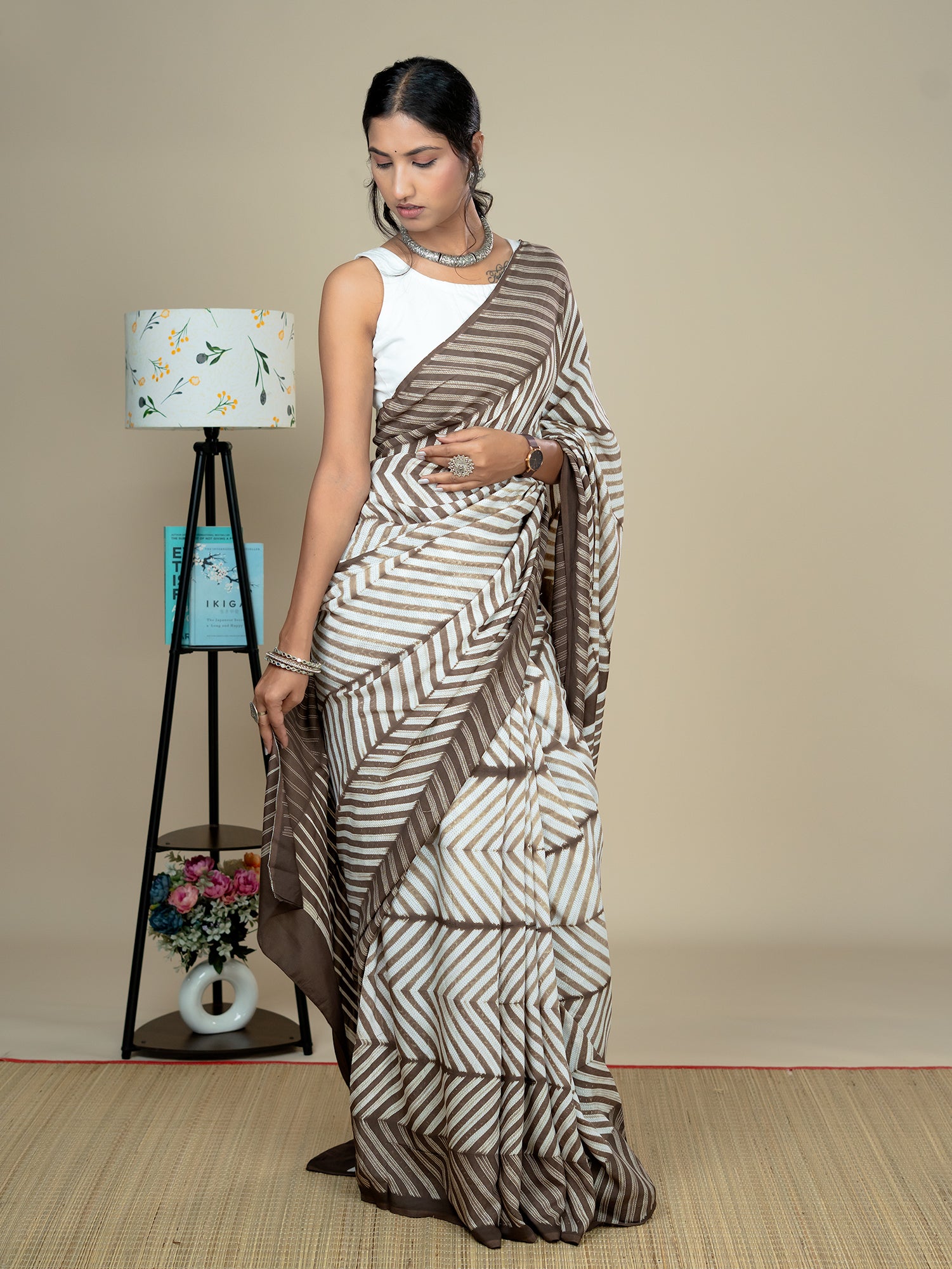 Vaachika Brown Shibori Saree