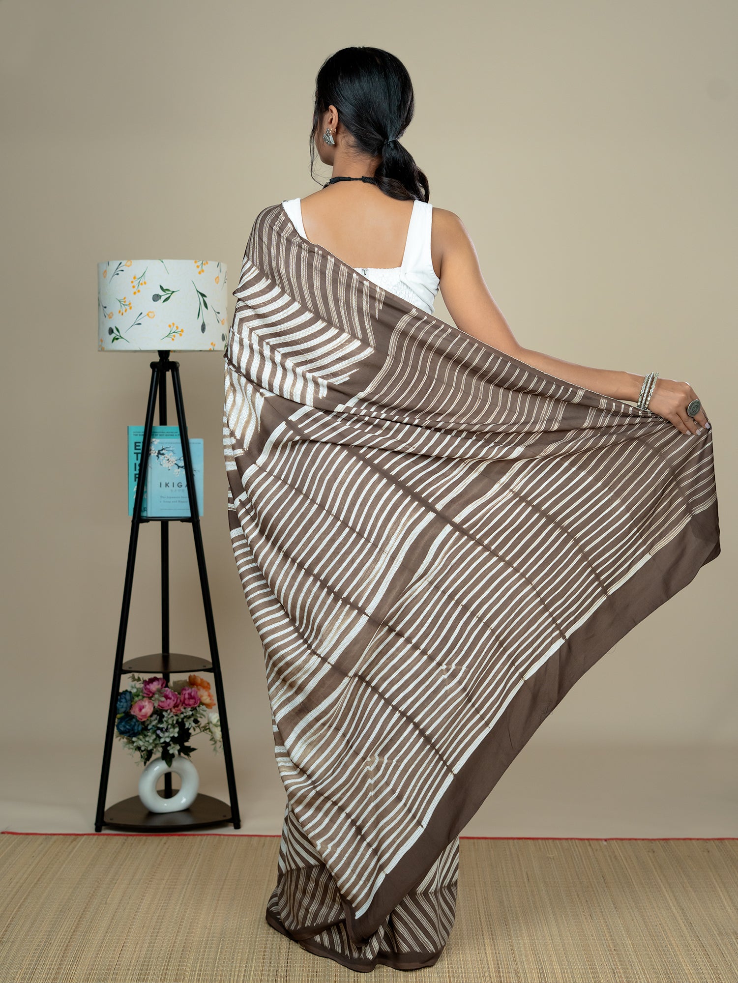Vaachika Brown Shibori Saree