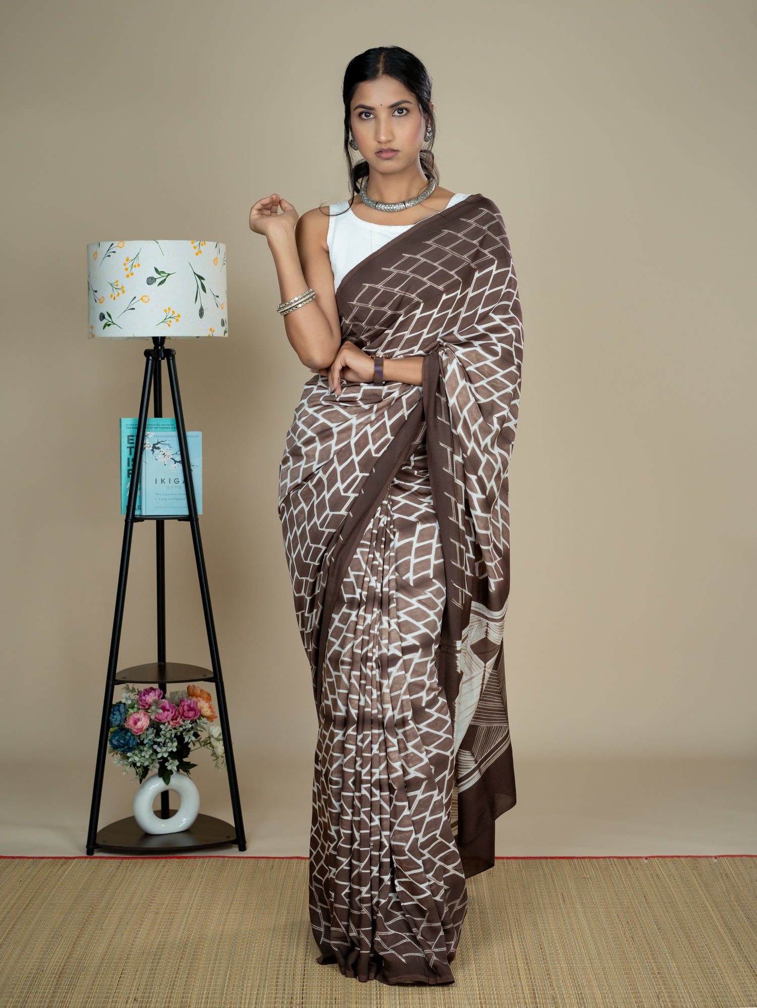 Rachita Brown Shibori Saree