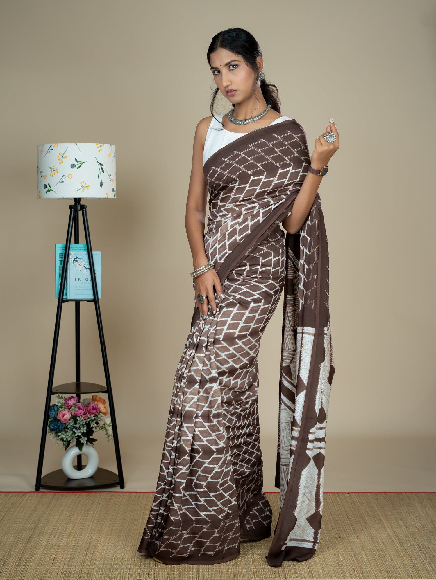 Rachita Brown Shibori Saree