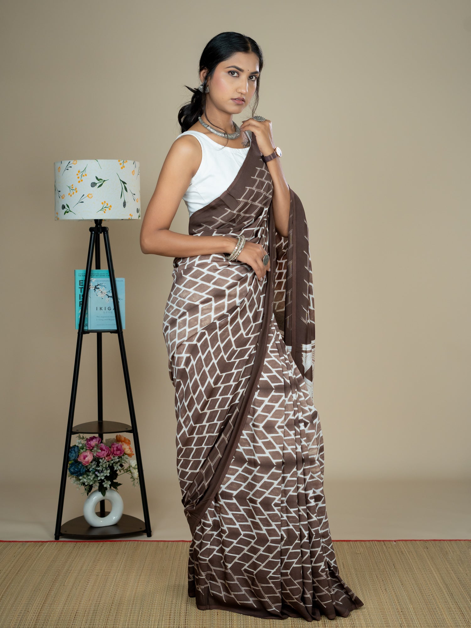 Rachita Brown Shibori Saree