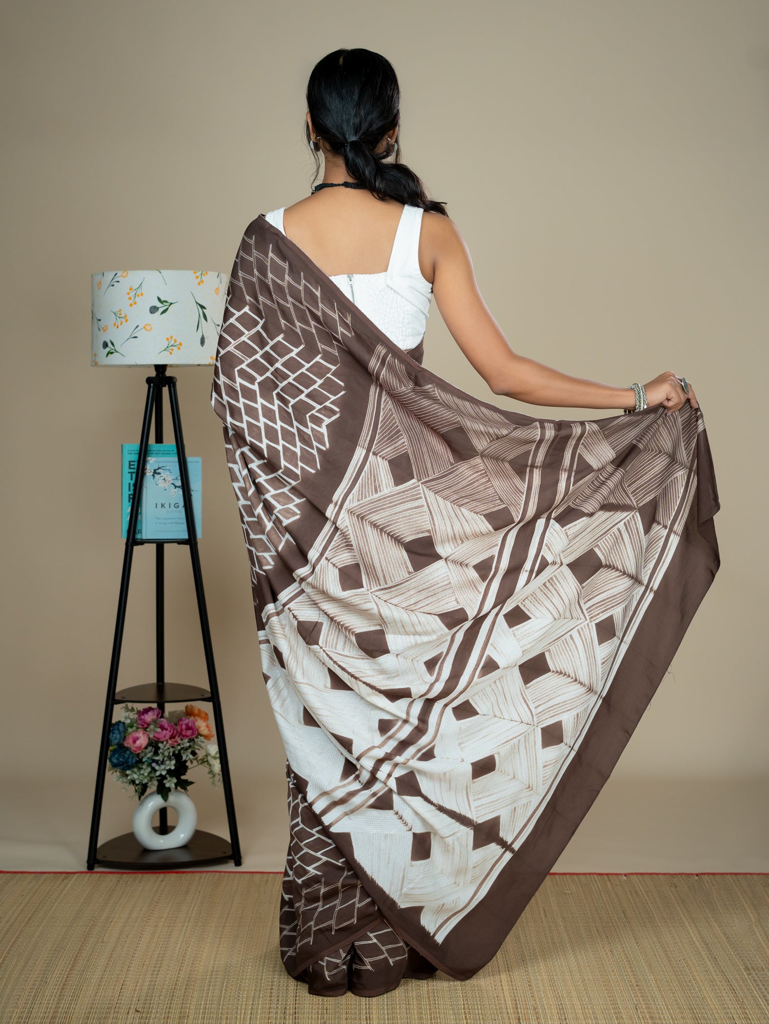 Rachita Brown Shibori Saree