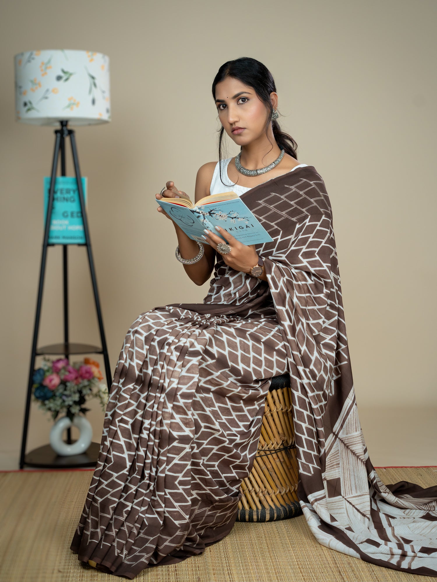Rachita Brown Shibori Saree