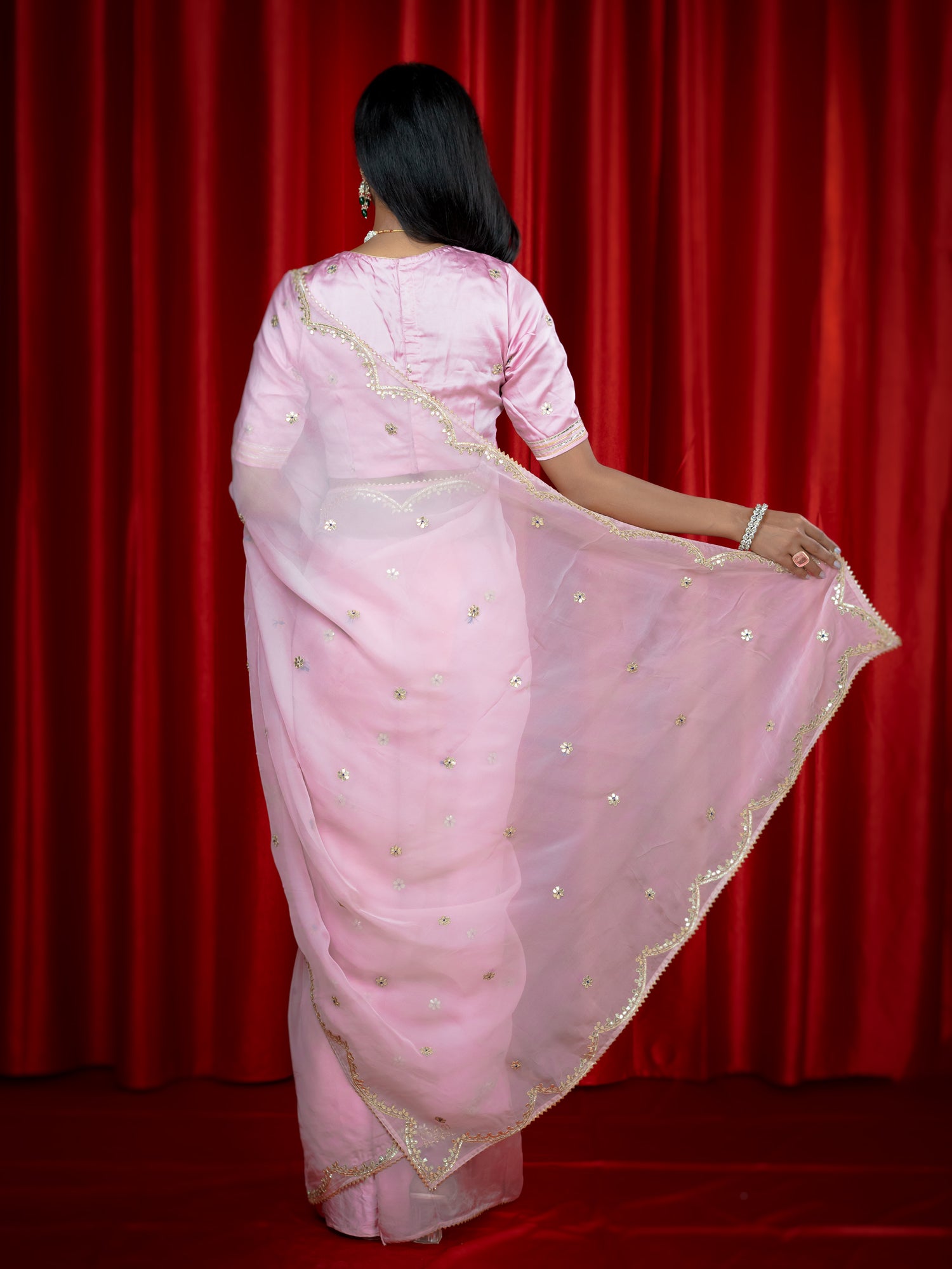 Kanak Pink Gota Patti Saree