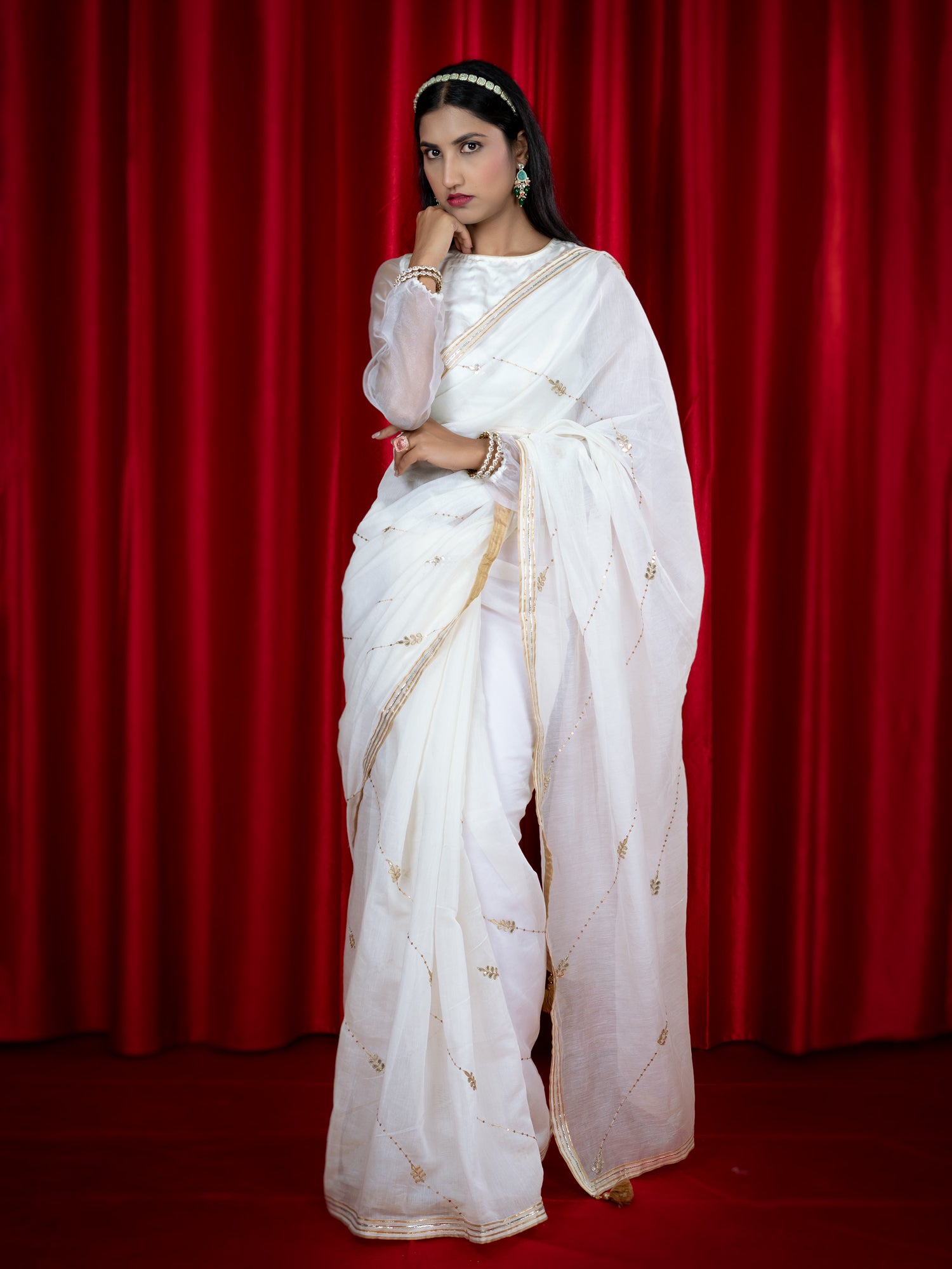 Sitara White Gota Patti Saree