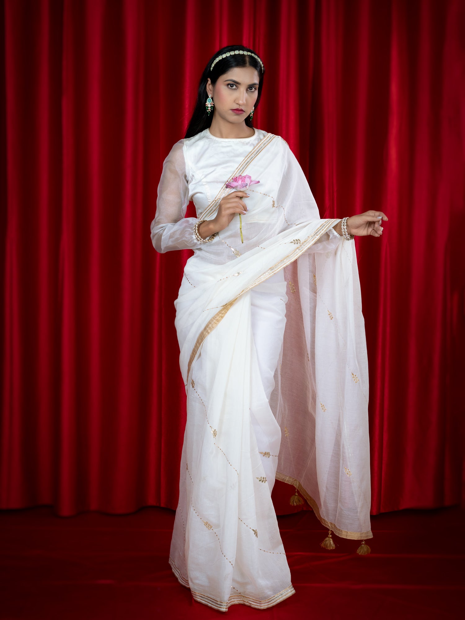 Sitara White Gota Patti Saree