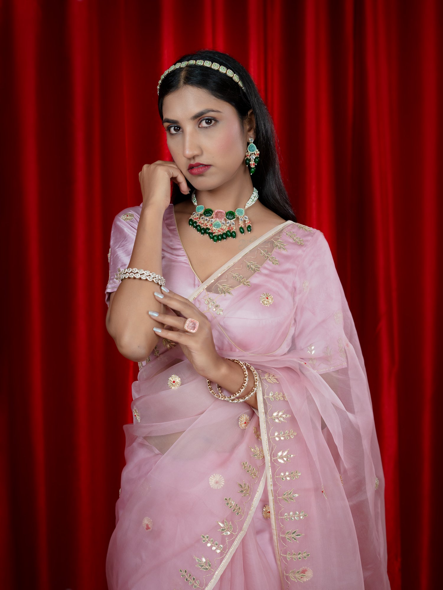 Malhaar Pink Gota Patti Saree