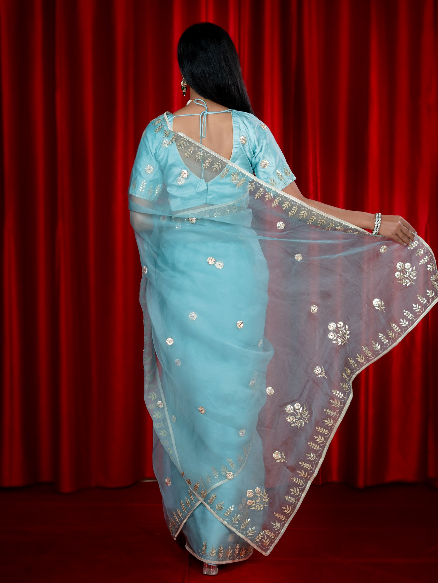 Malhaar Mint Gota Patti Saree