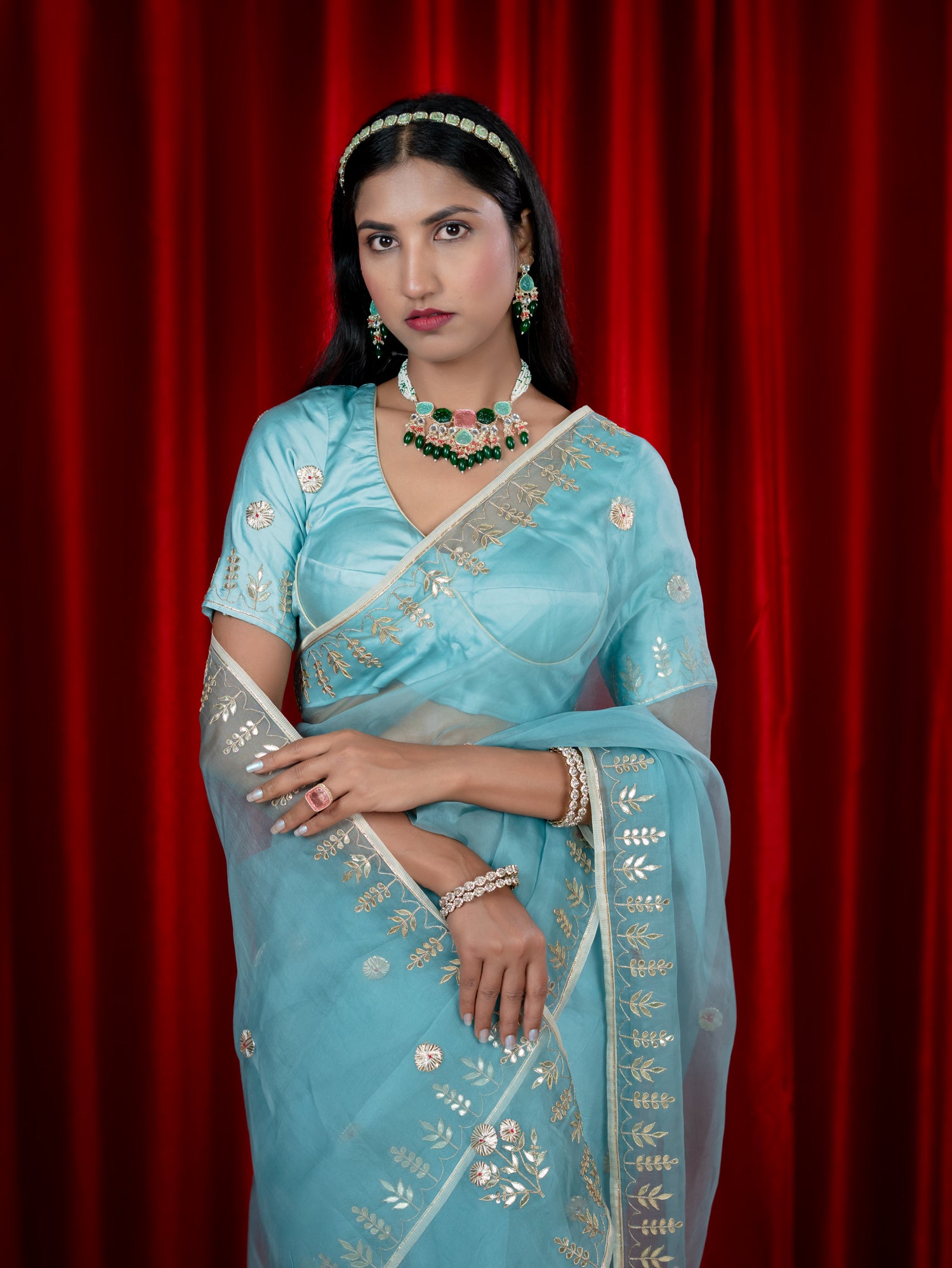 Malhaar Mint Gota Patti Saree