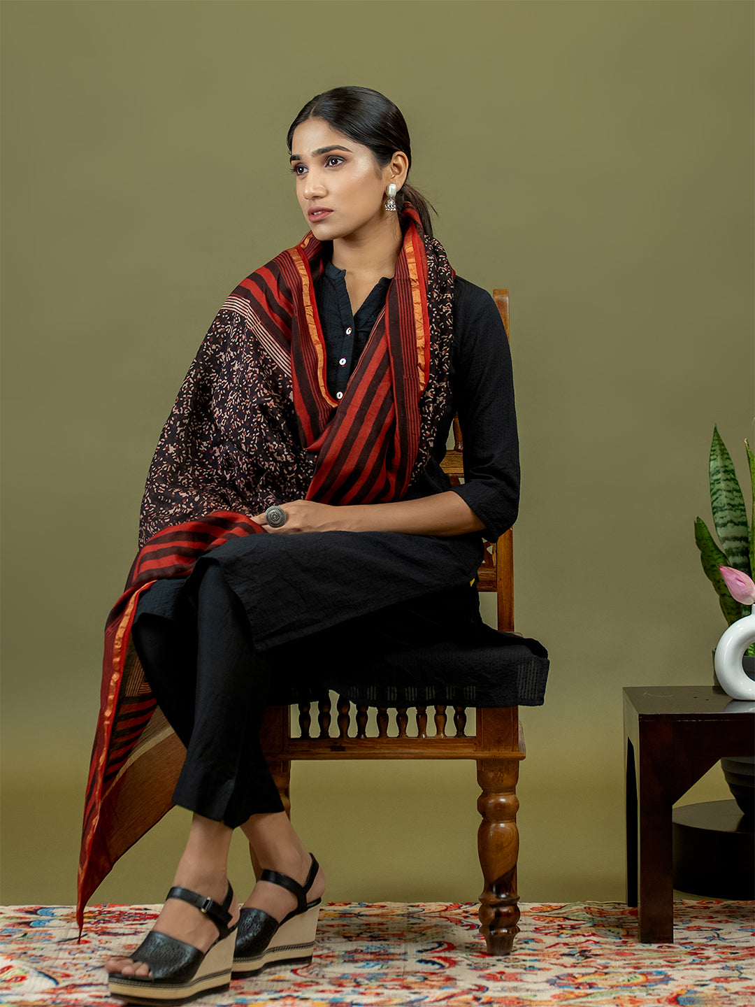 Saanjh Maroon Ajrakh Dupatta